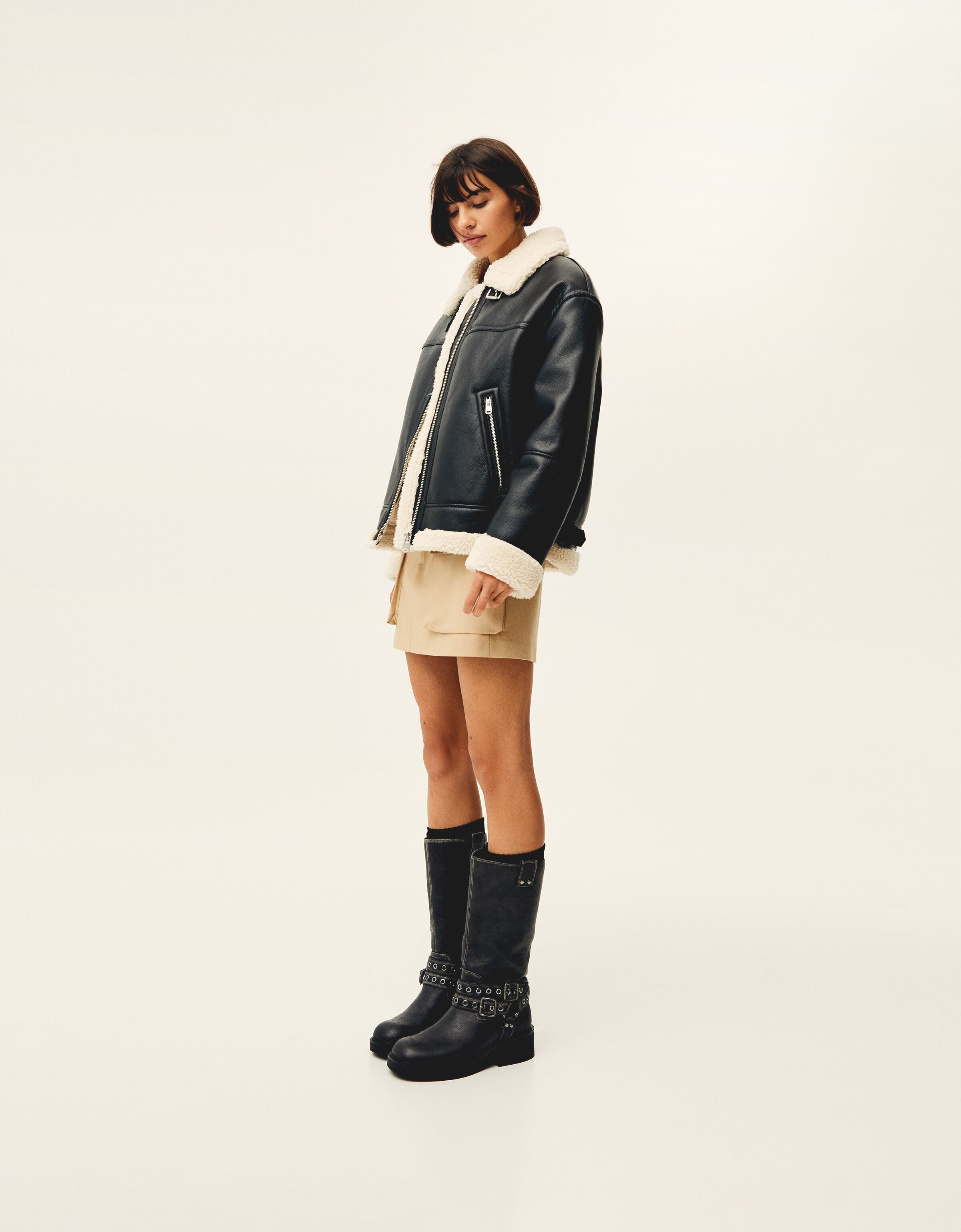 Cazadora doble faz efecto piel