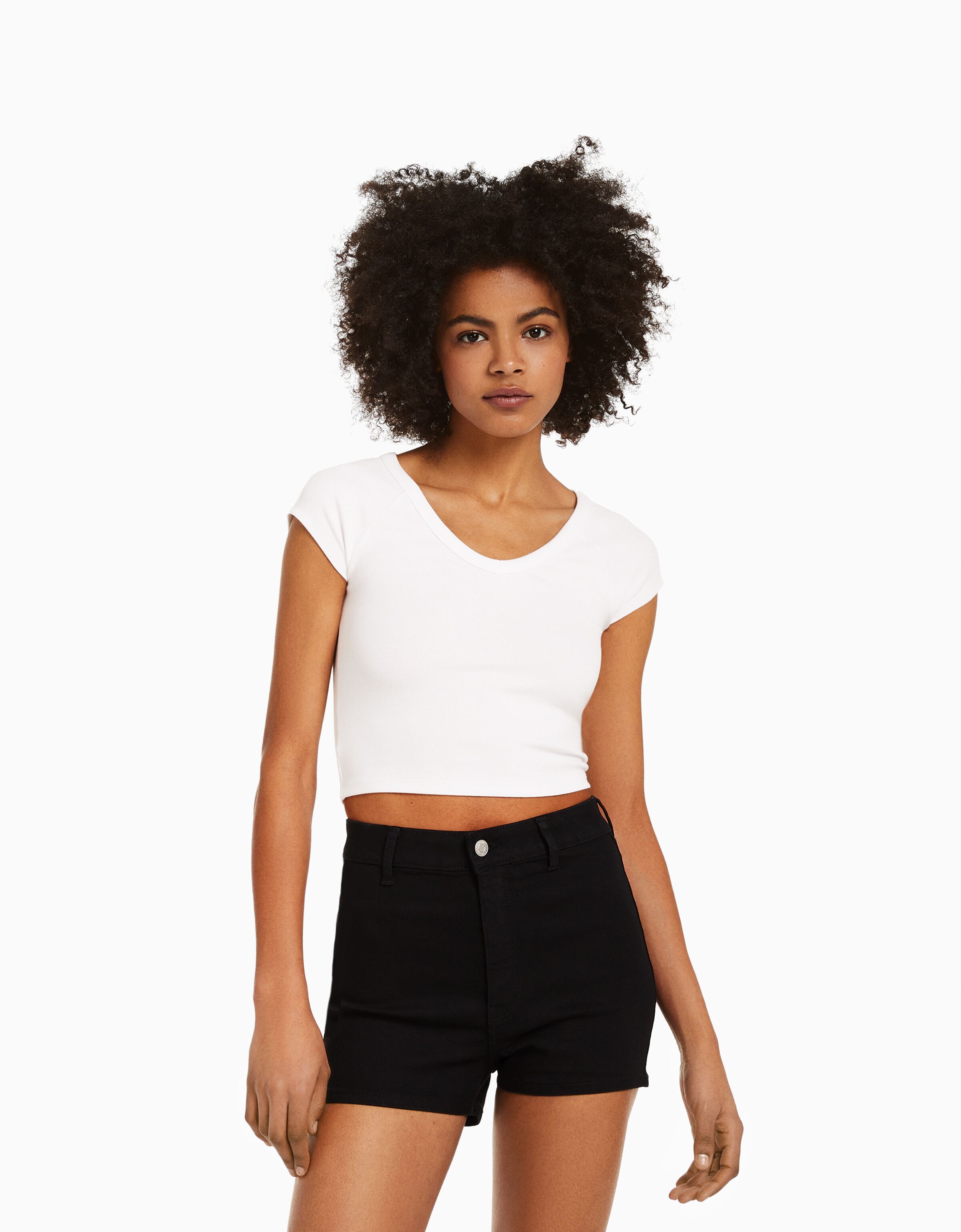 Short denim high waist elástico