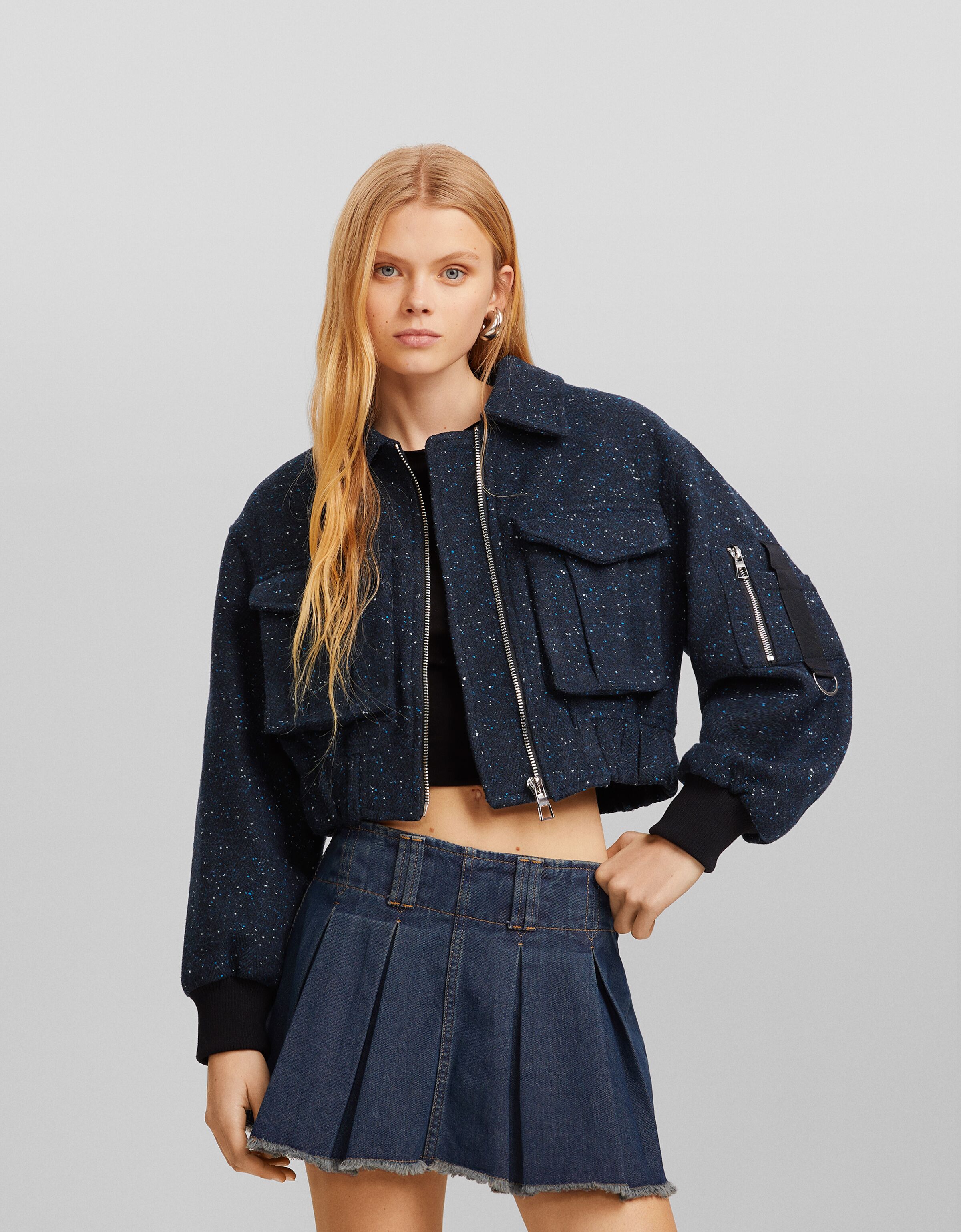 Cazadora bomber con lana