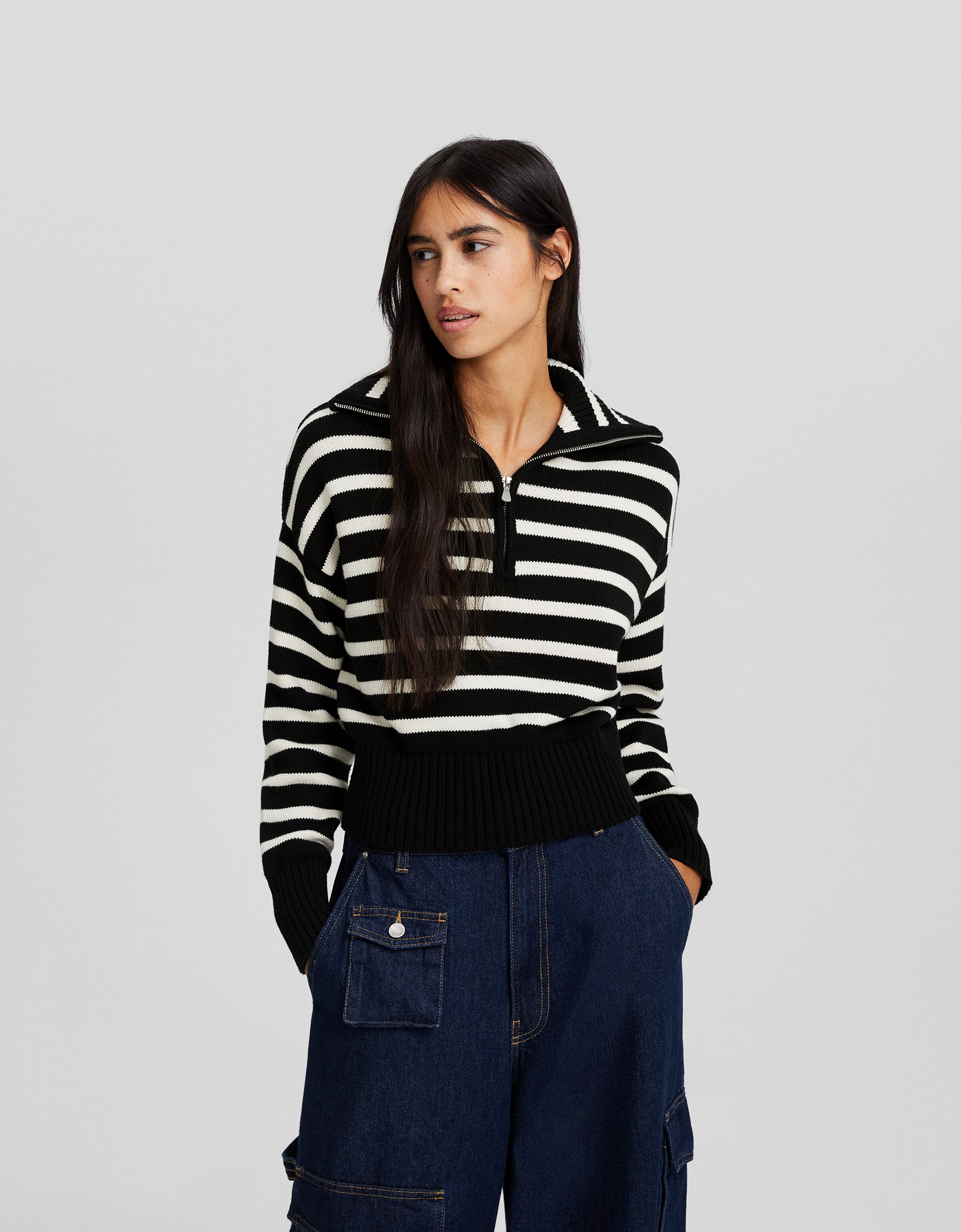 Jersey cremallera rayas