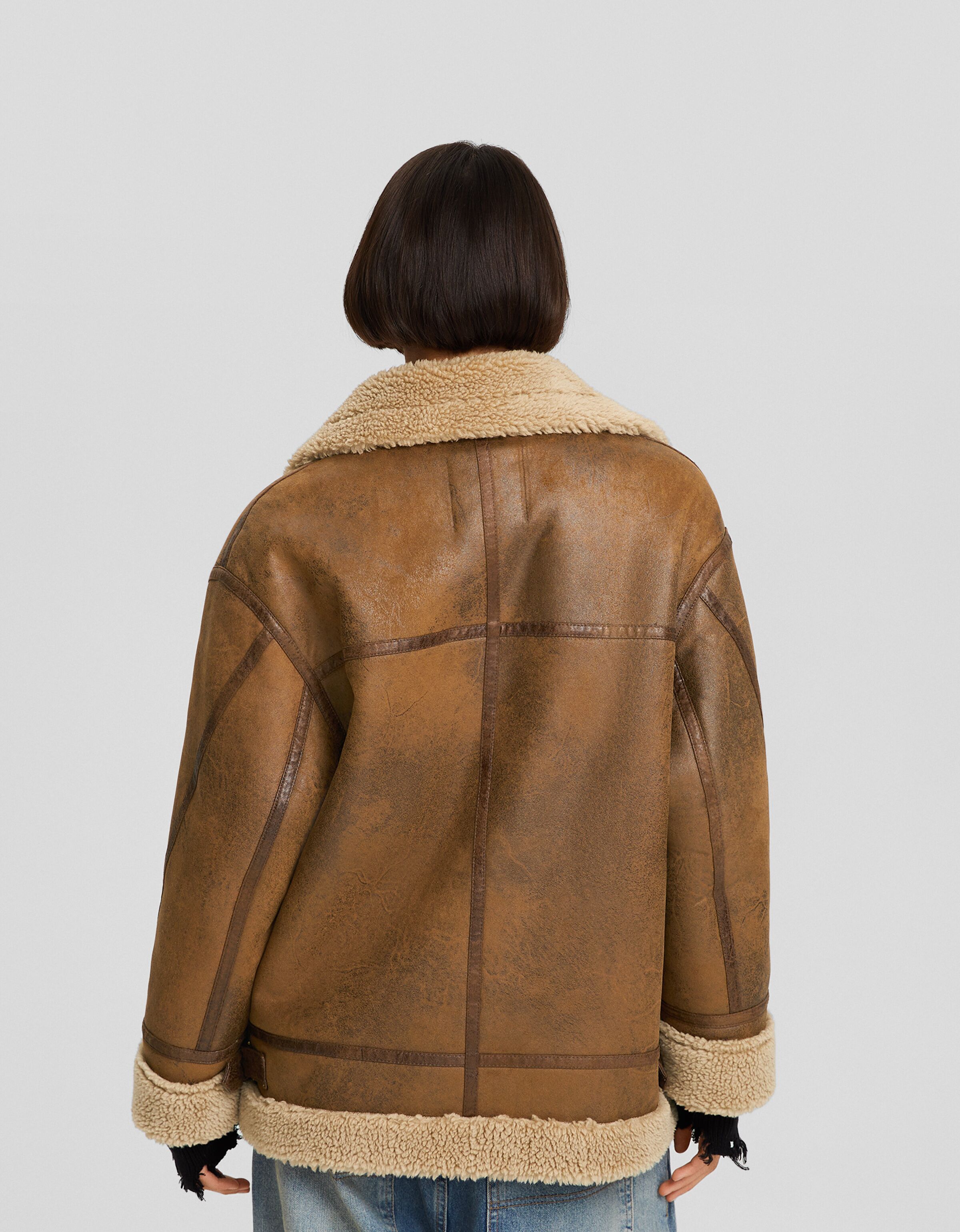 Cazadora biker doble faz efecto suede vintage