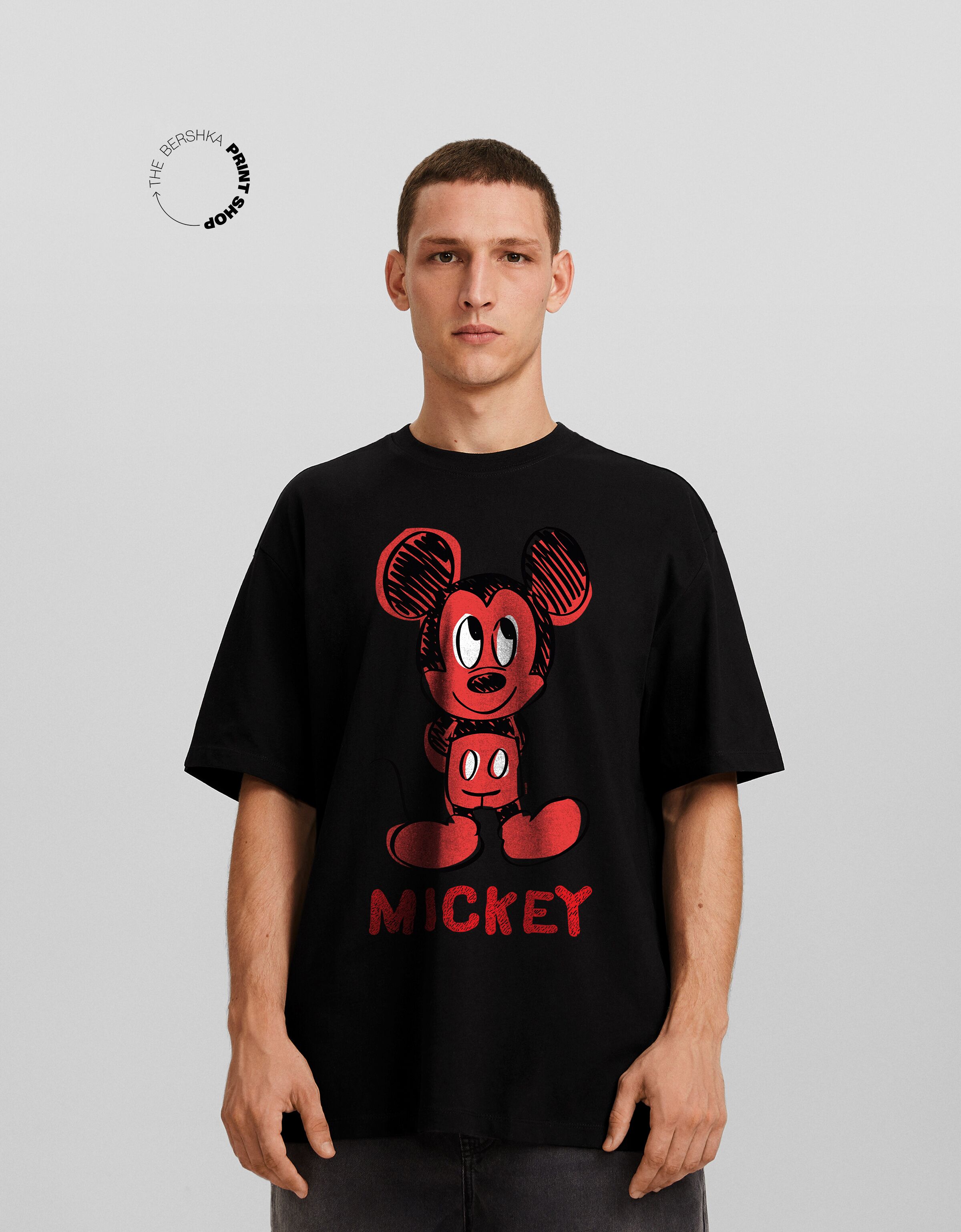 Camiseta Mickey manga corta boxy fit print