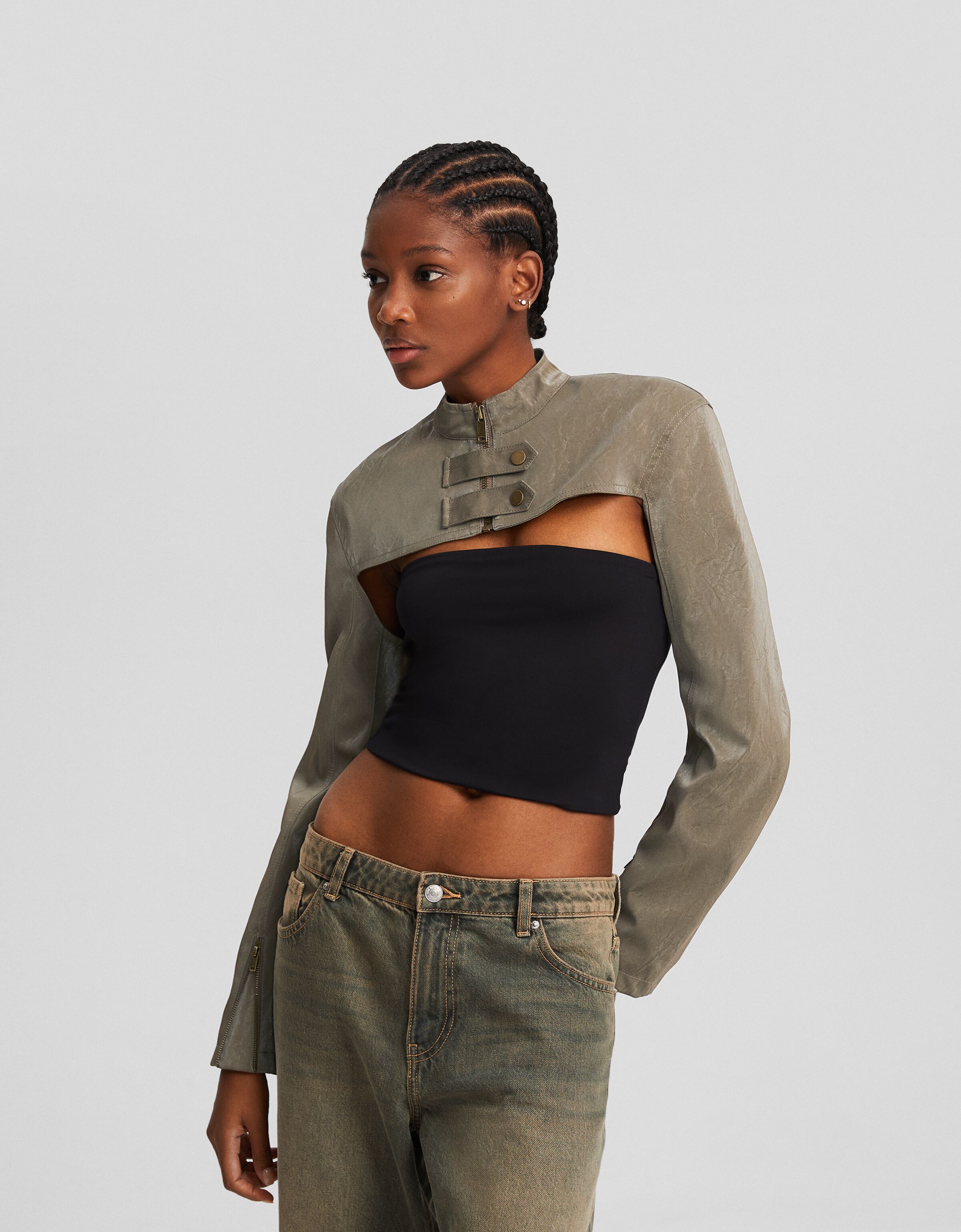 Manguitos cropped hebilla