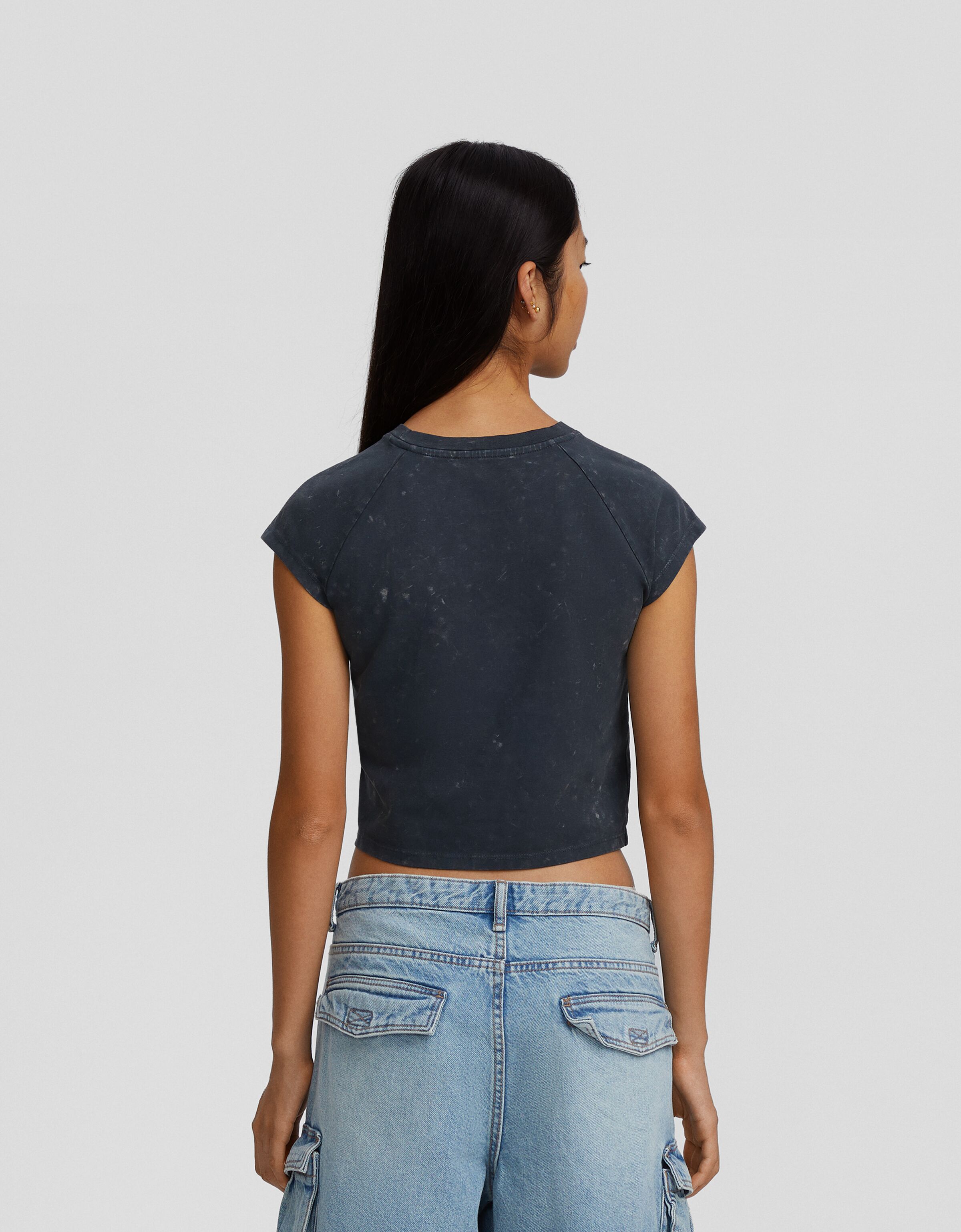 Camiseta manga corta efecto lavado print