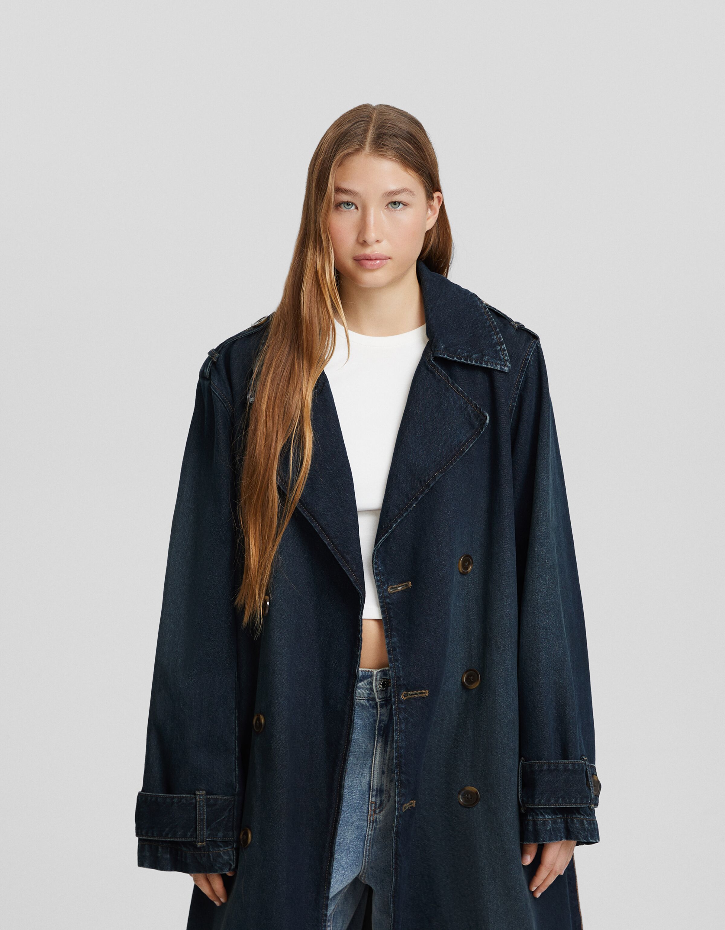 Abrigo trench denim