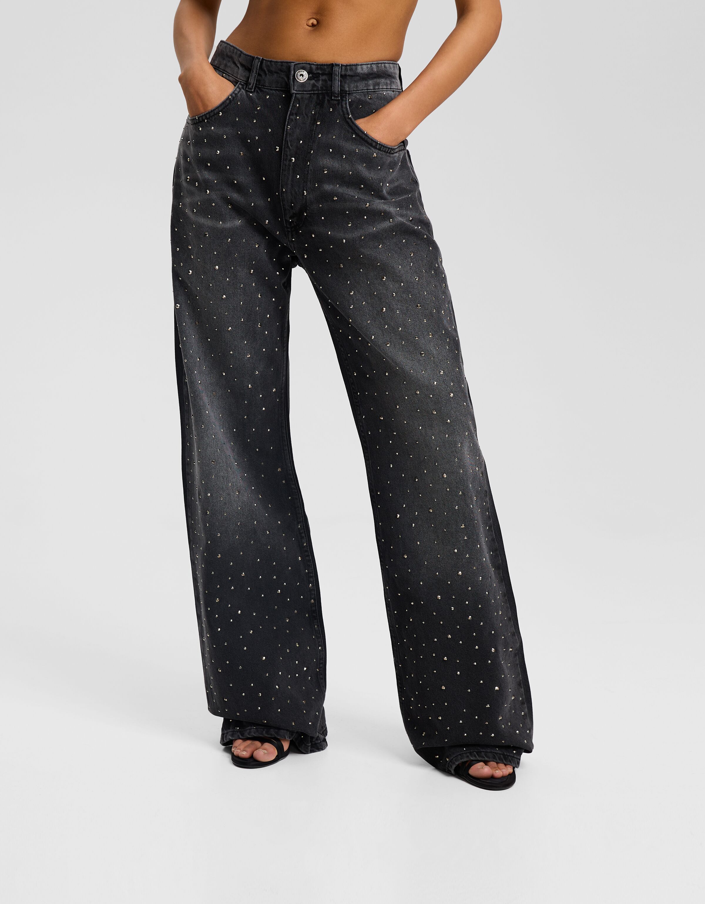 Jeans baggy strass