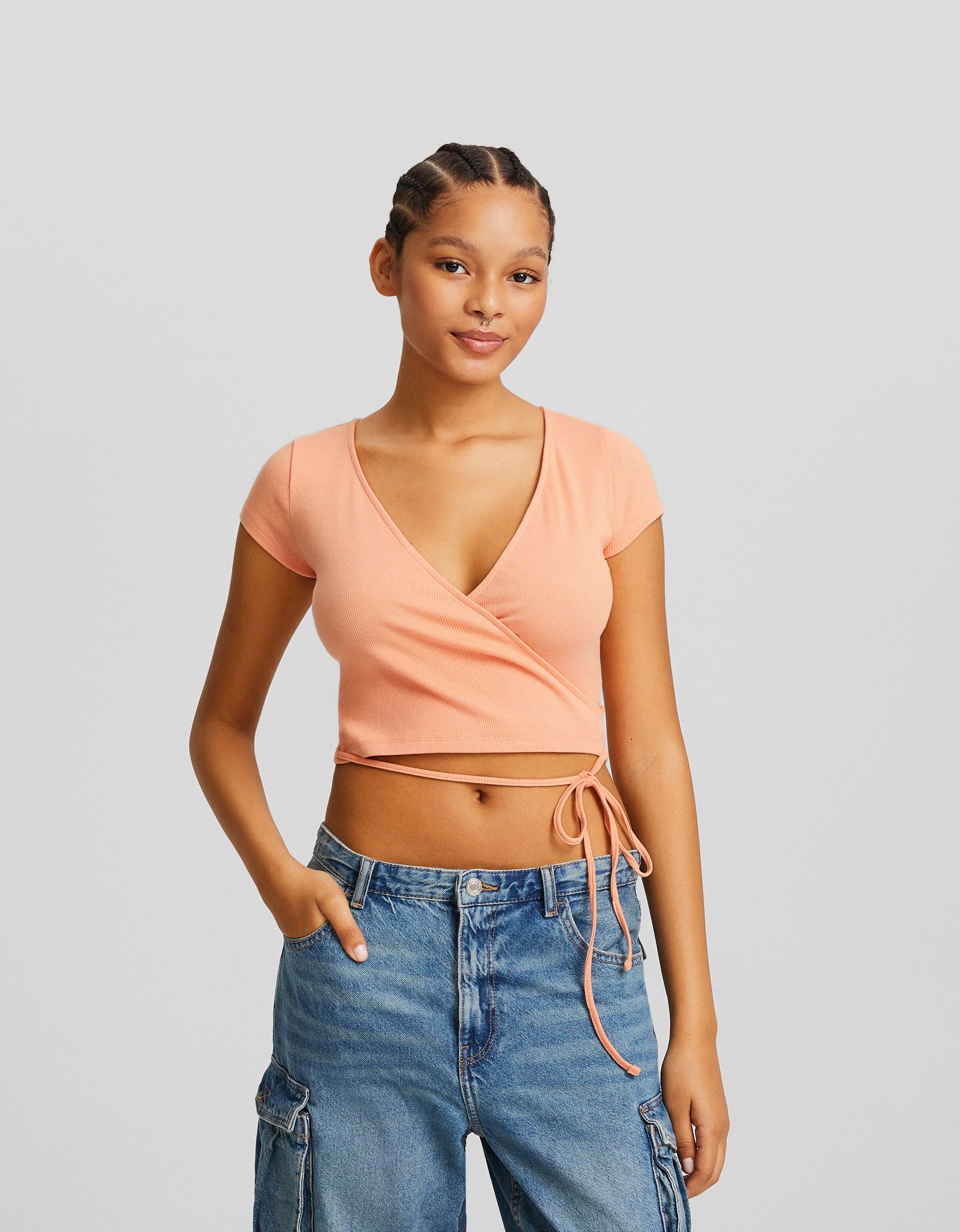 Camiseta manga corta bailarina rib