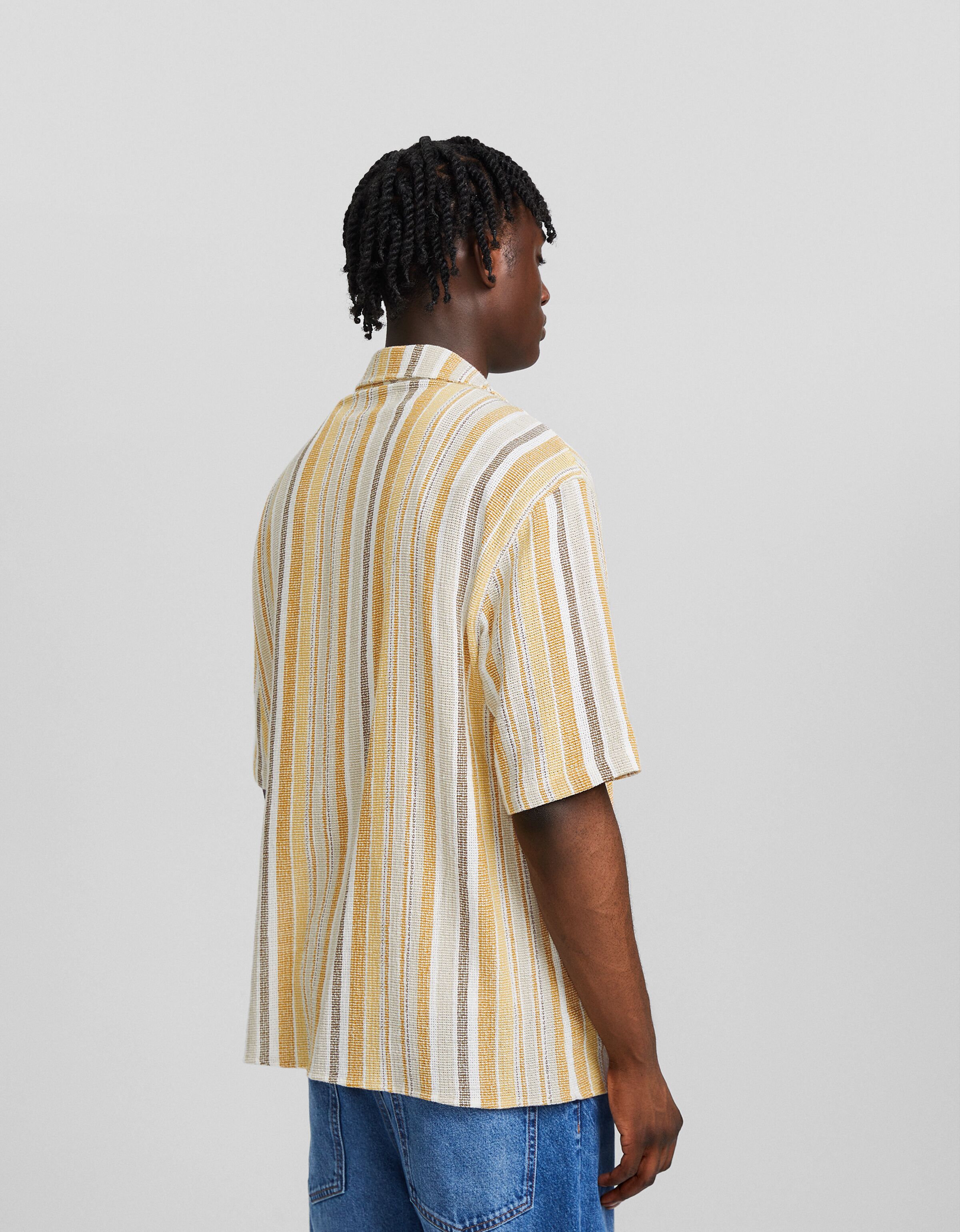 Camisa manga corta rústica rayas