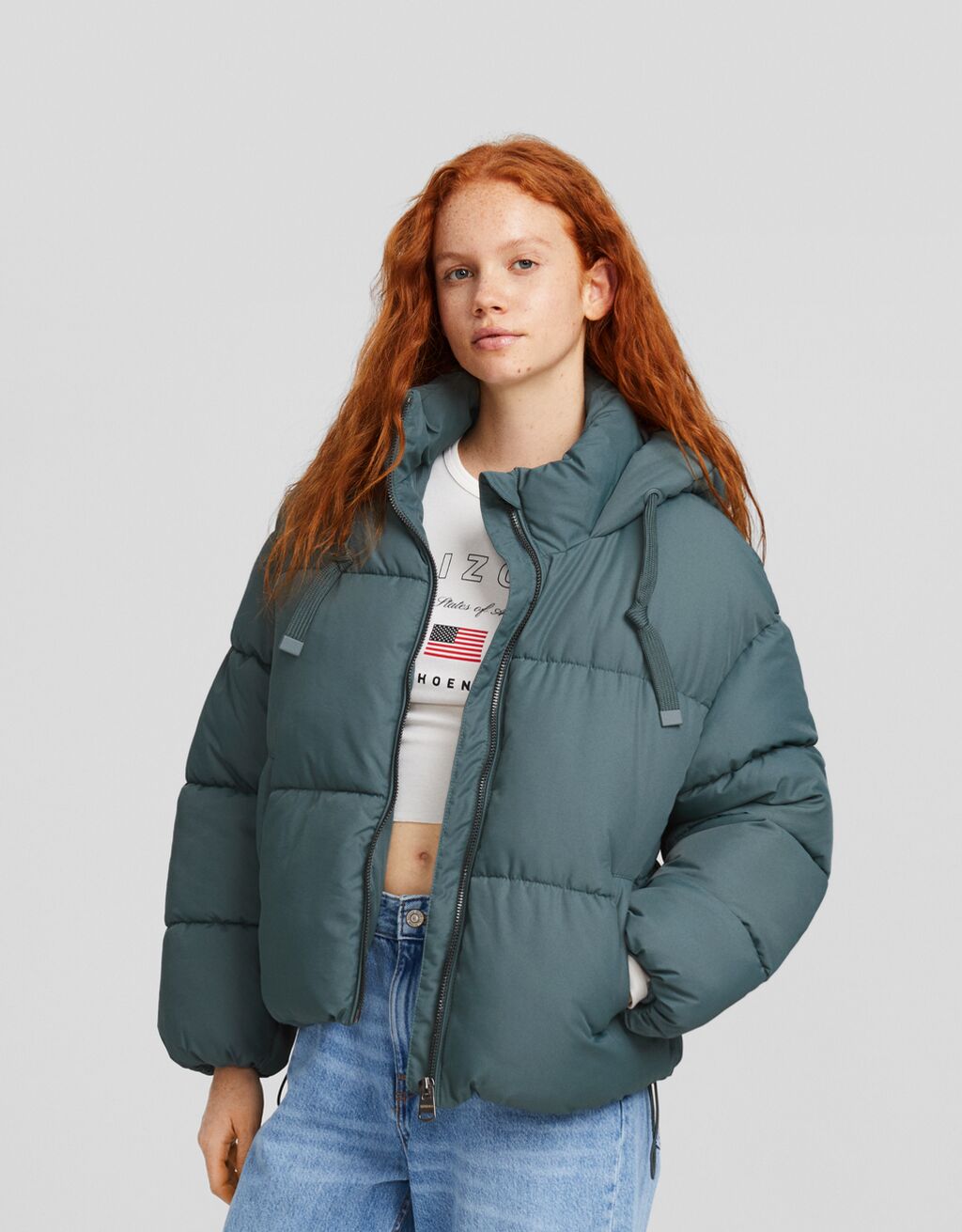 Cazadora acolchada oversize capucha