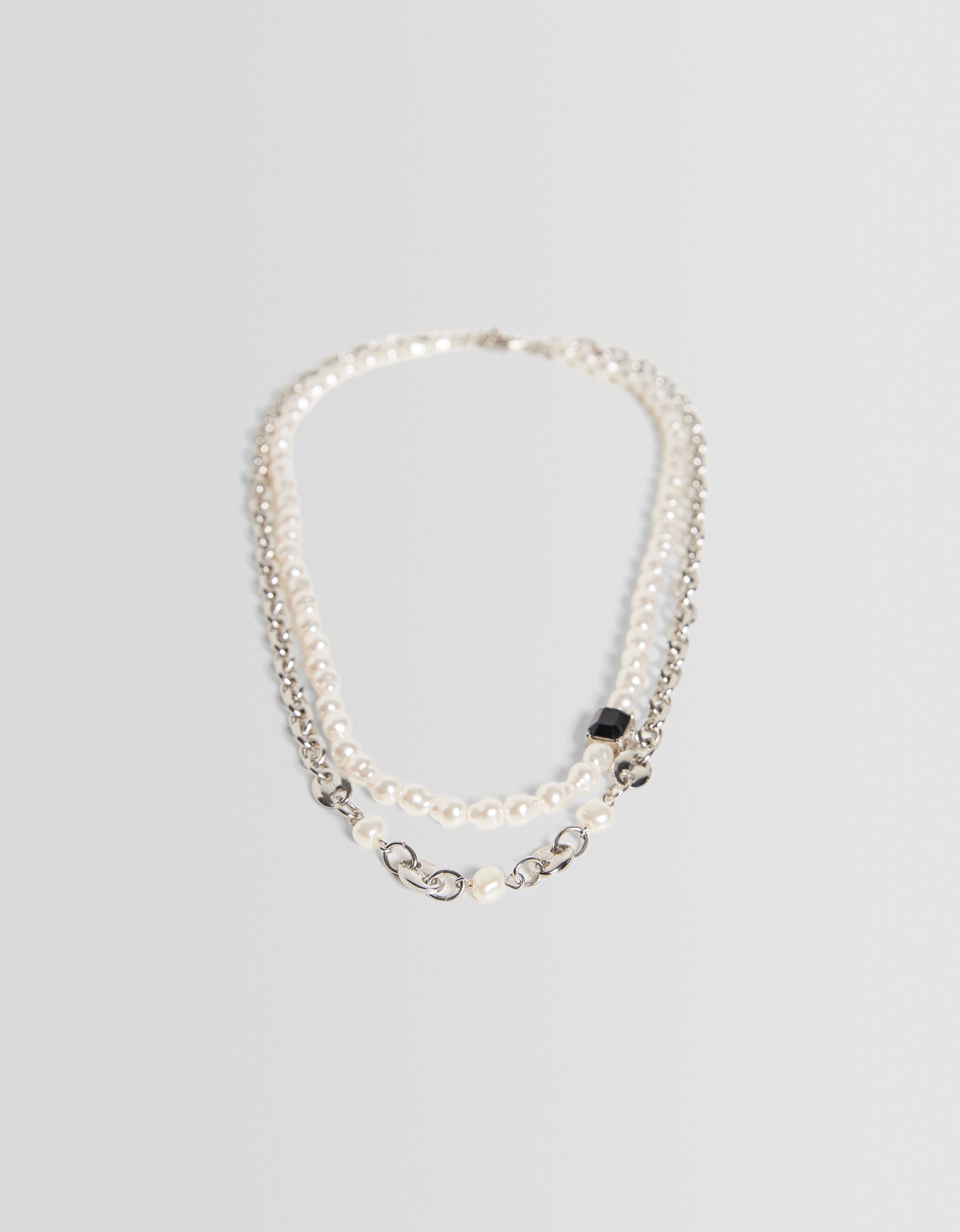 Set 2 collares pedrería perlas