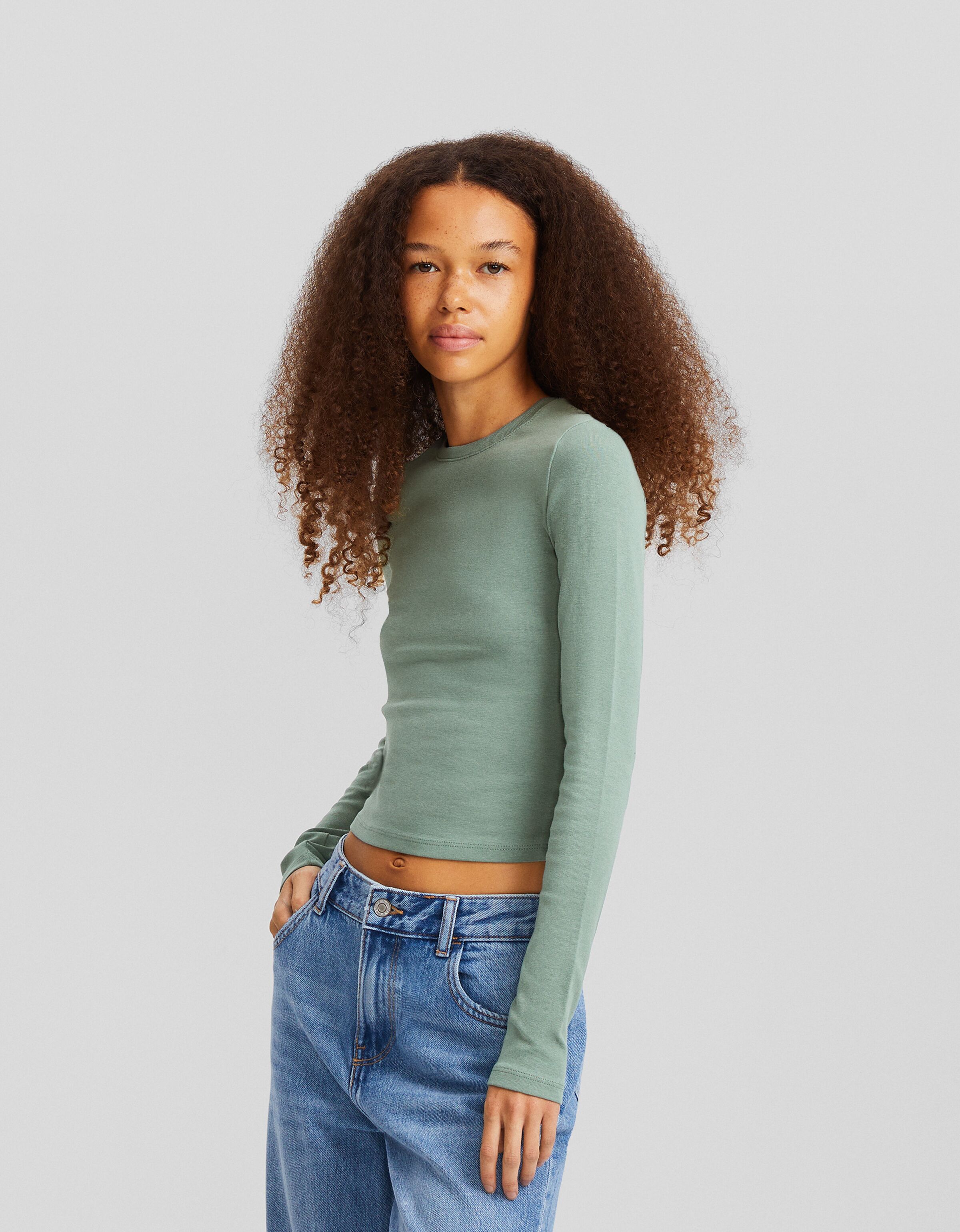 Camiseta manga larga cuello redondo