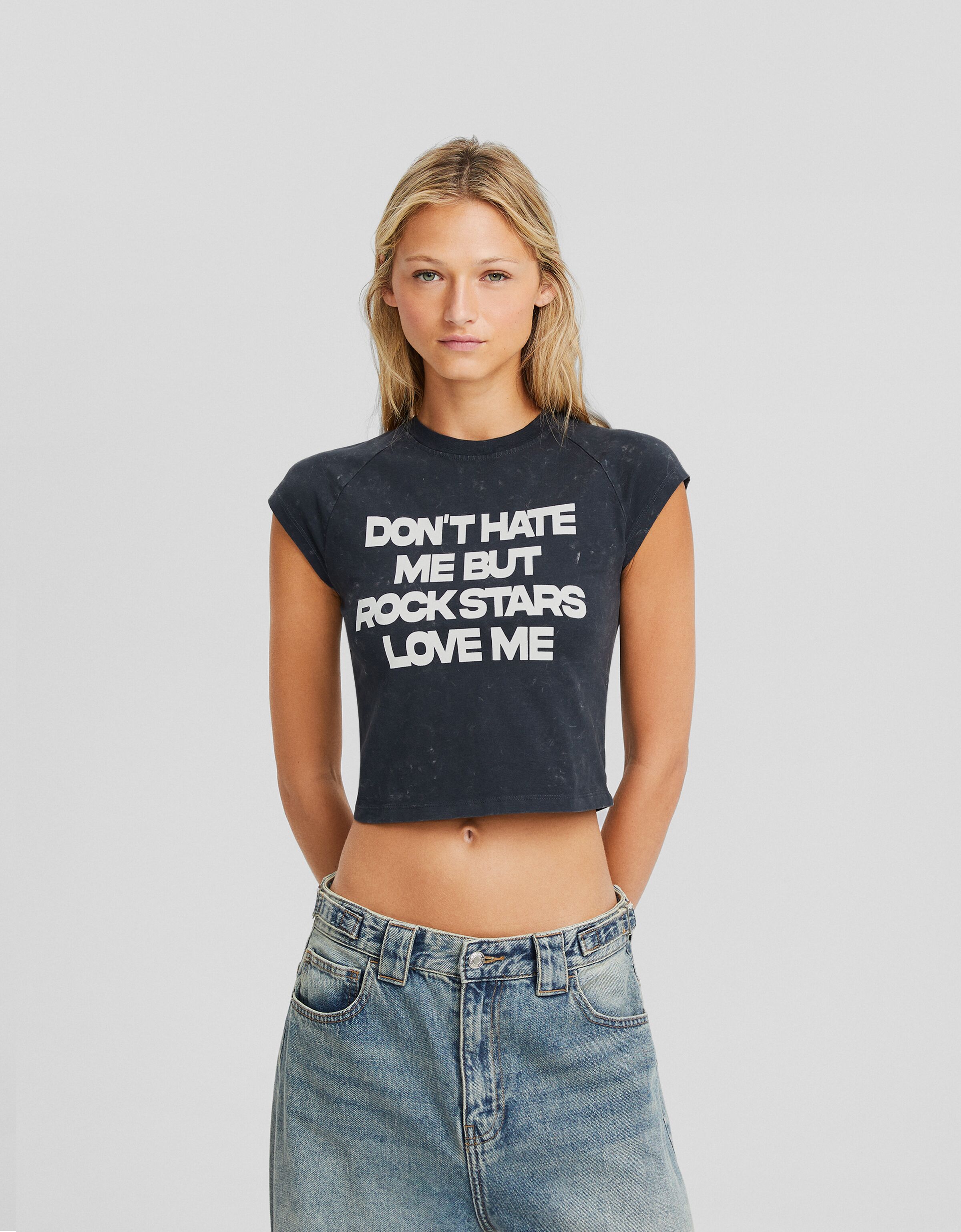 Camiseta manga corta efecto lavado print