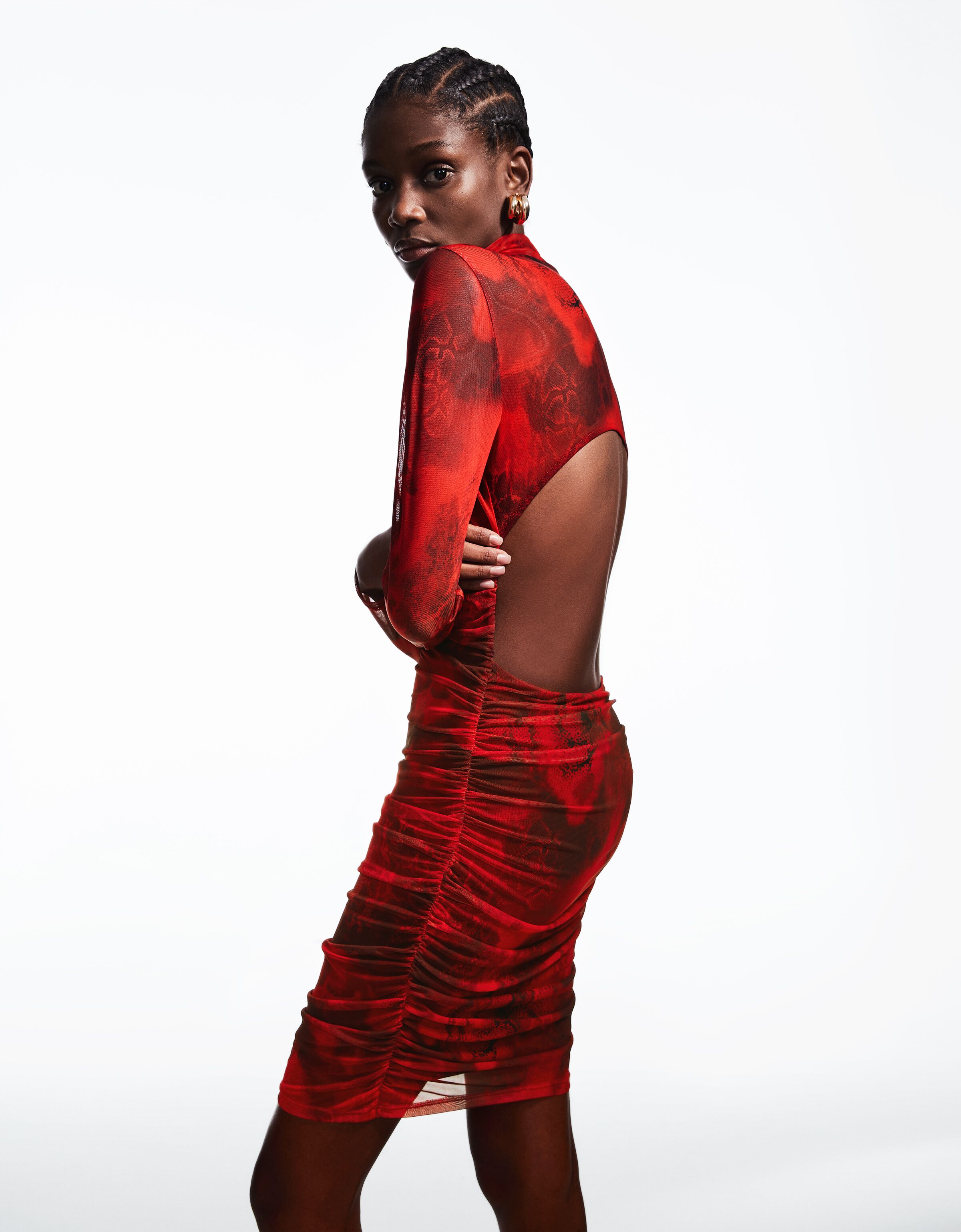 Vestido mini manga larga animal print