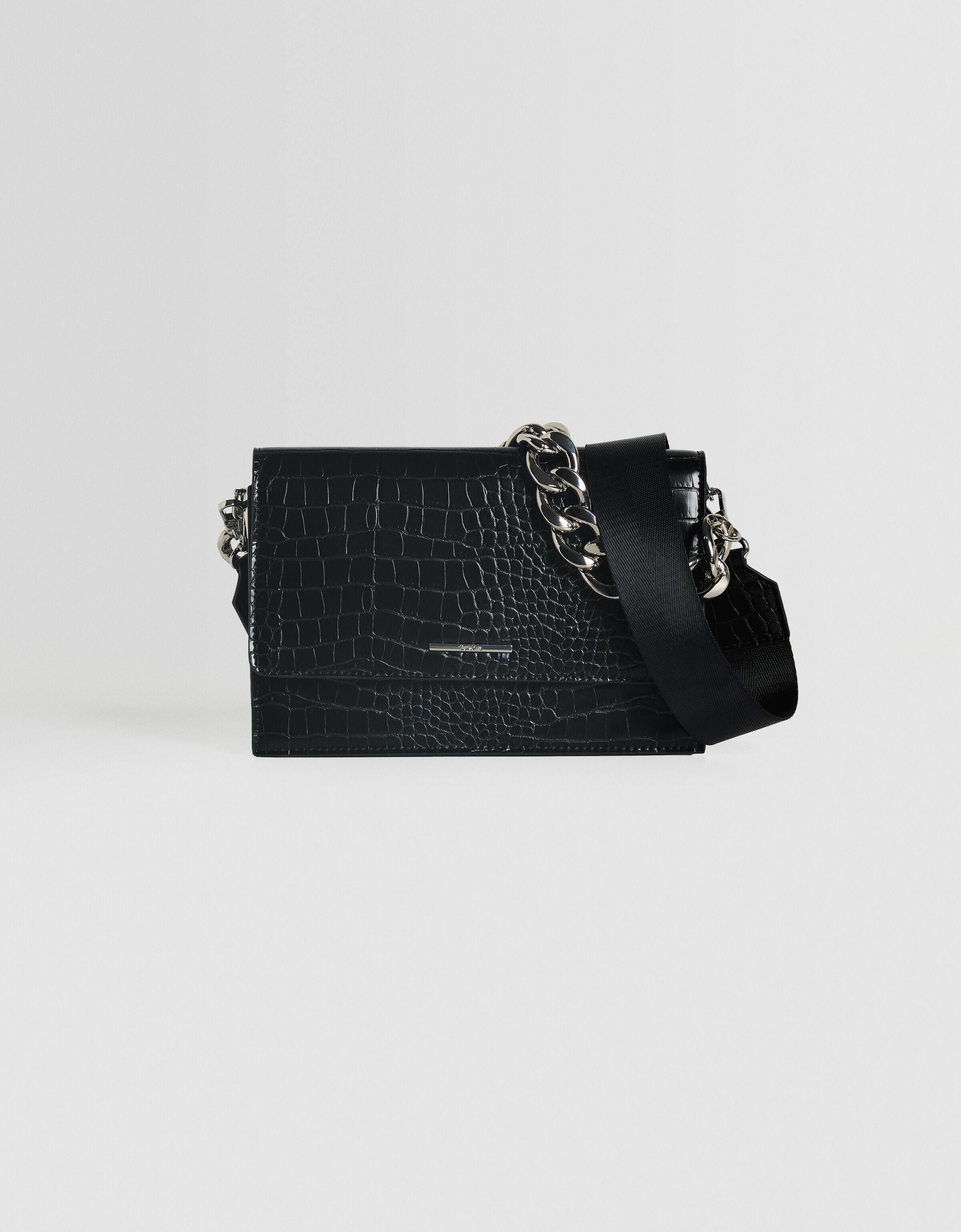 Bolso caja bandolera multiposición textura cadena