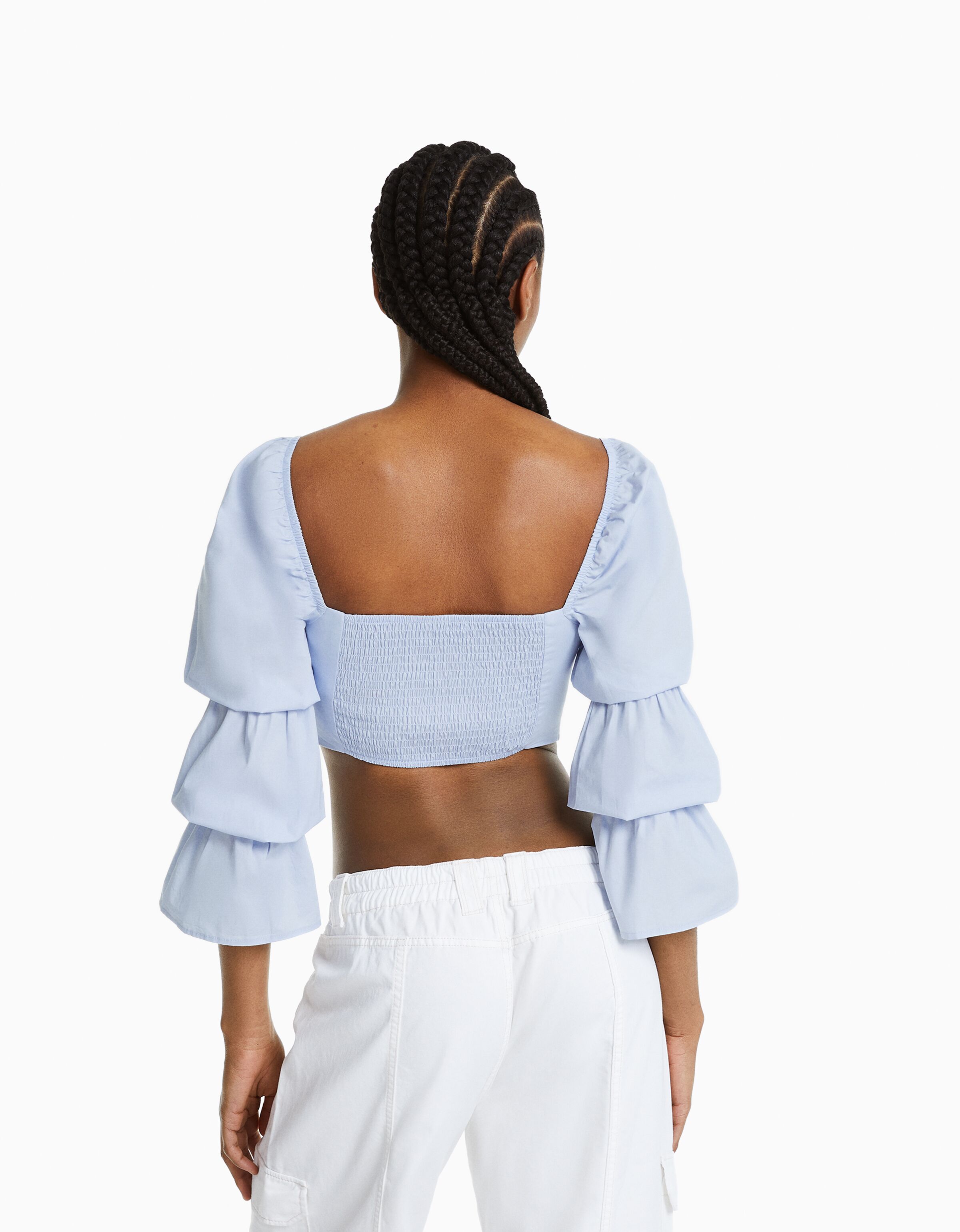 Blusa corsé cropped manga larga