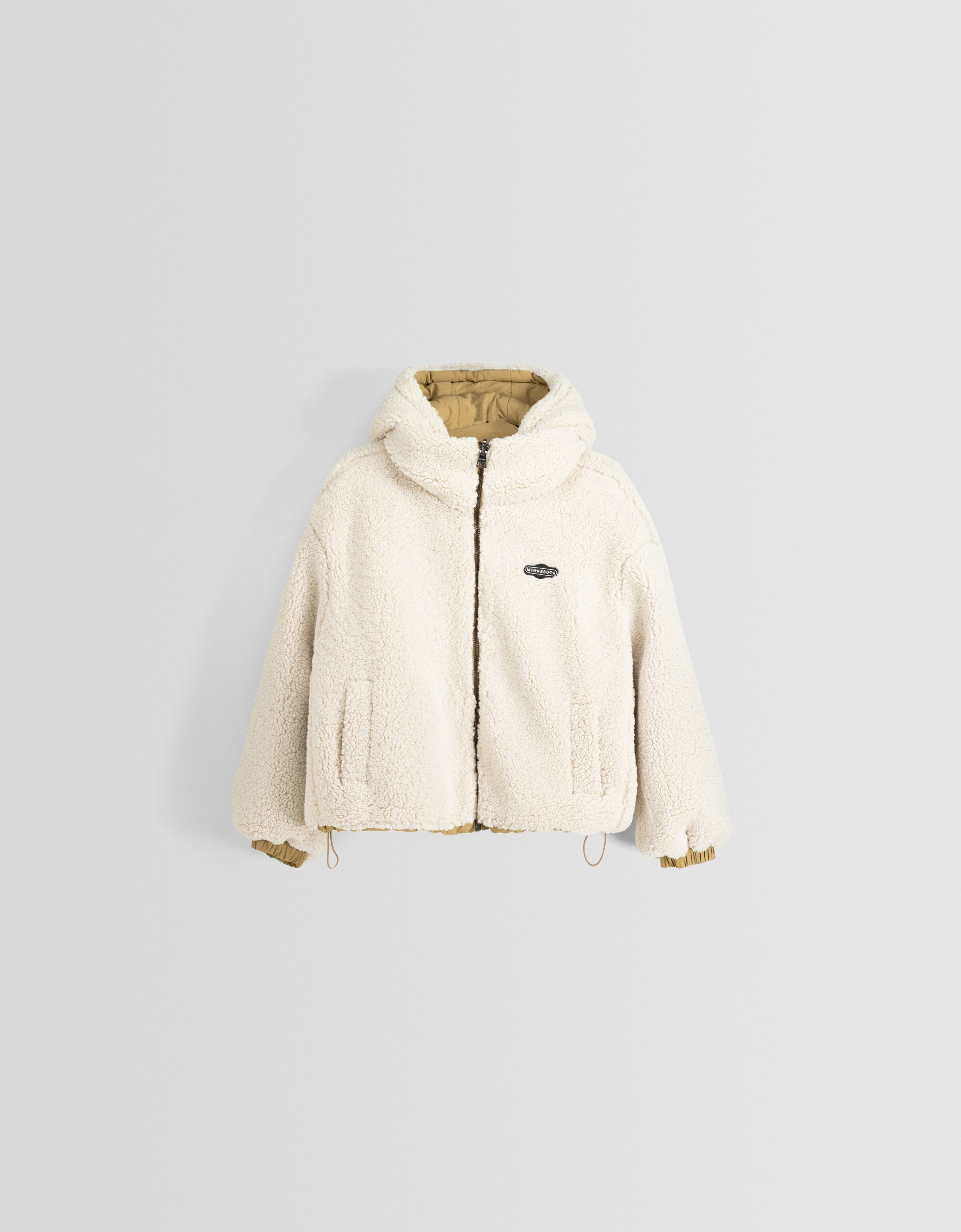 Cazadora capucha reversible borreguillo con nylon