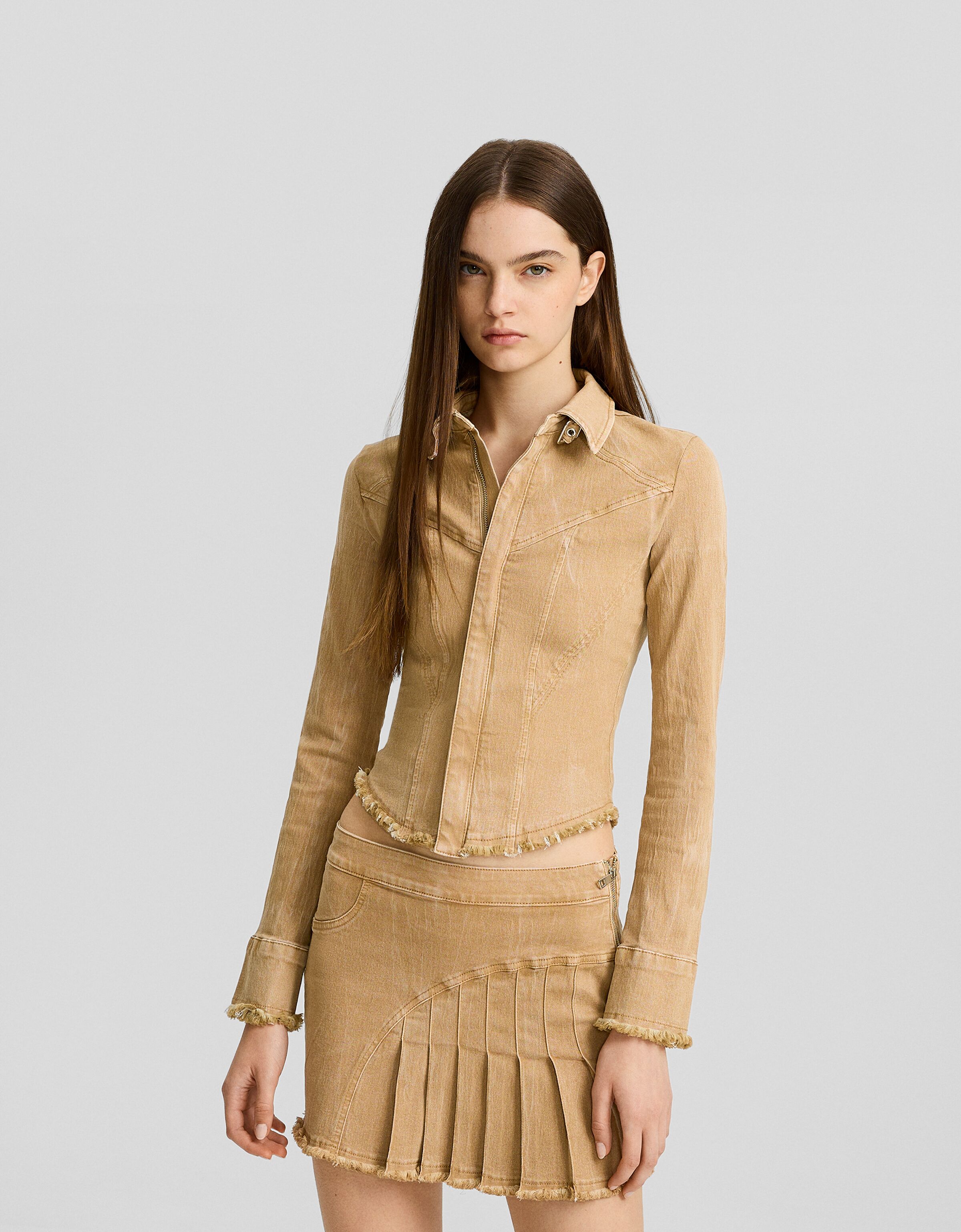 Camisa manga larga sarga desflecada