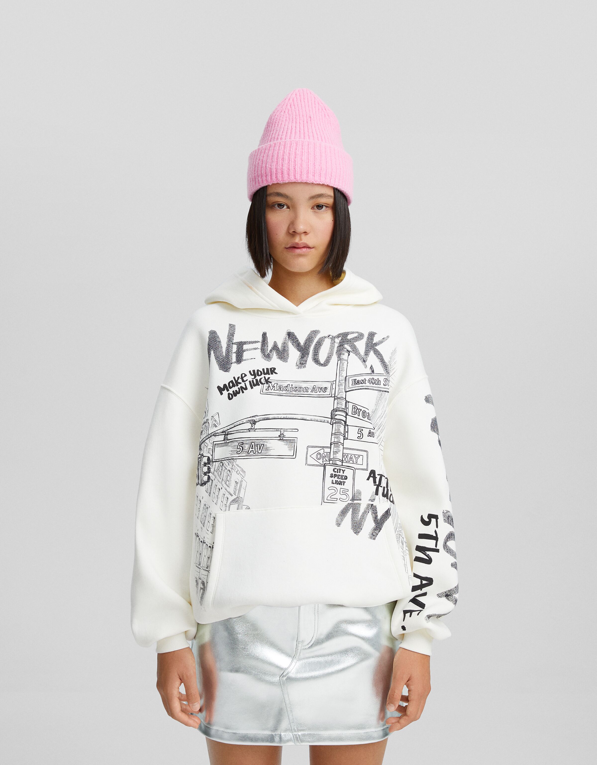Sudadera capucha print New York