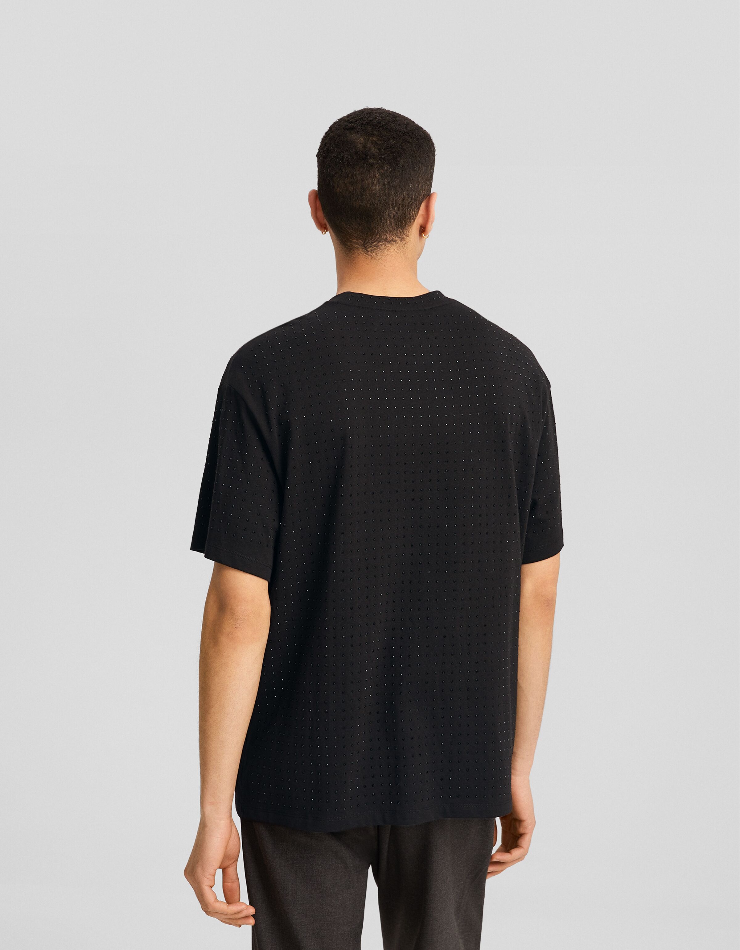 Camiseta manga corta boxy fit strass