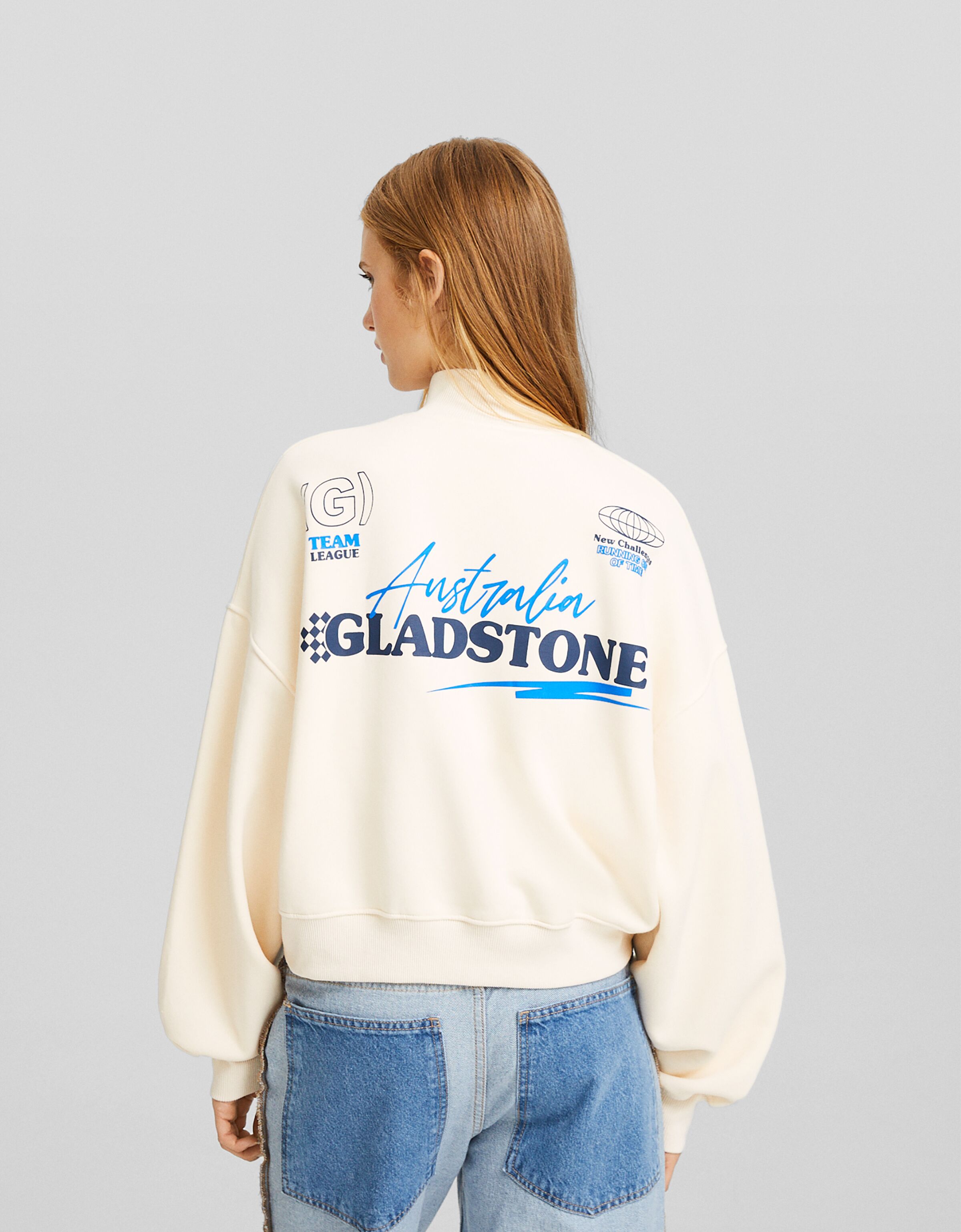 Sudadera cremallera cuello subido print