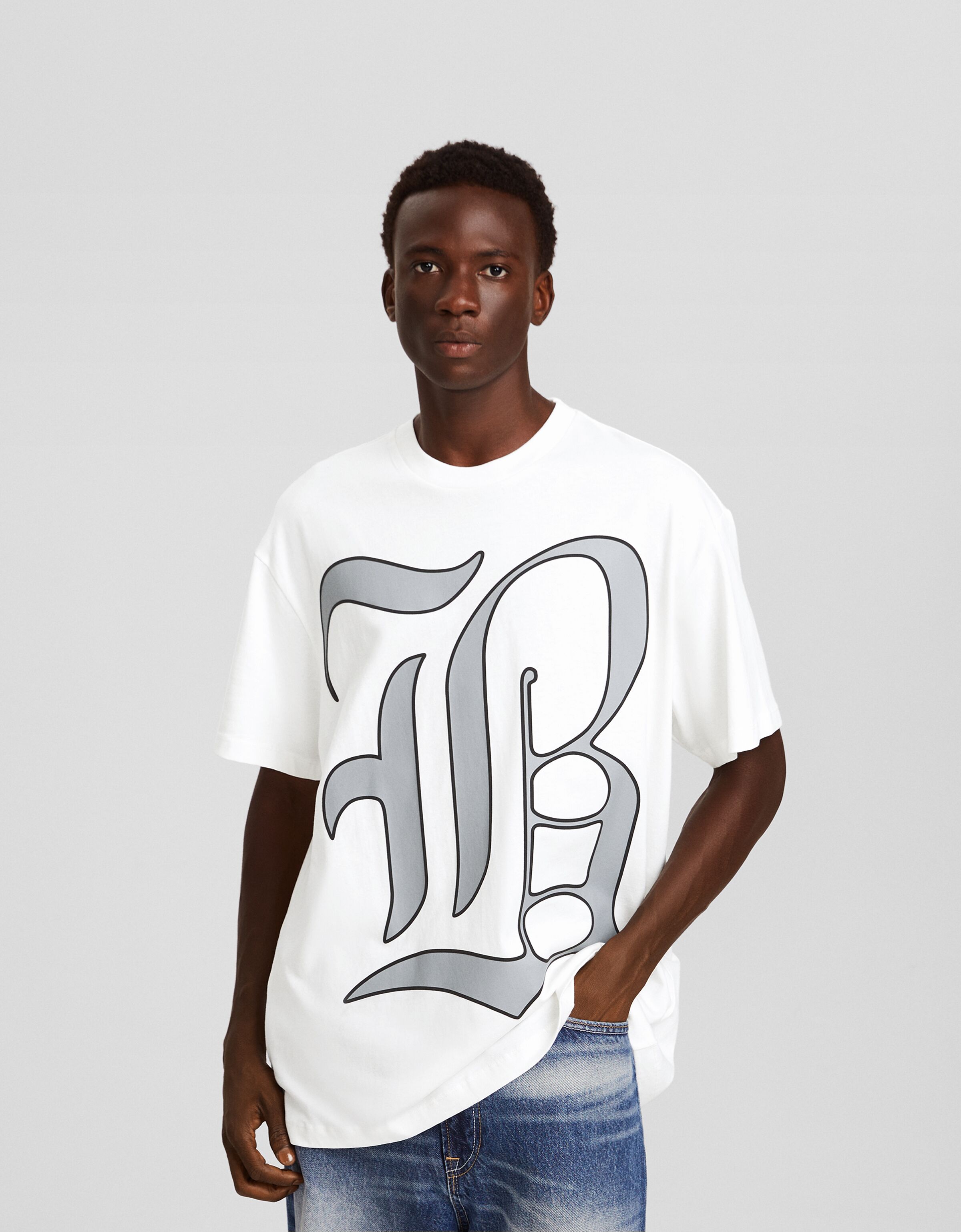 Сamiseta manga corta boxy fit print