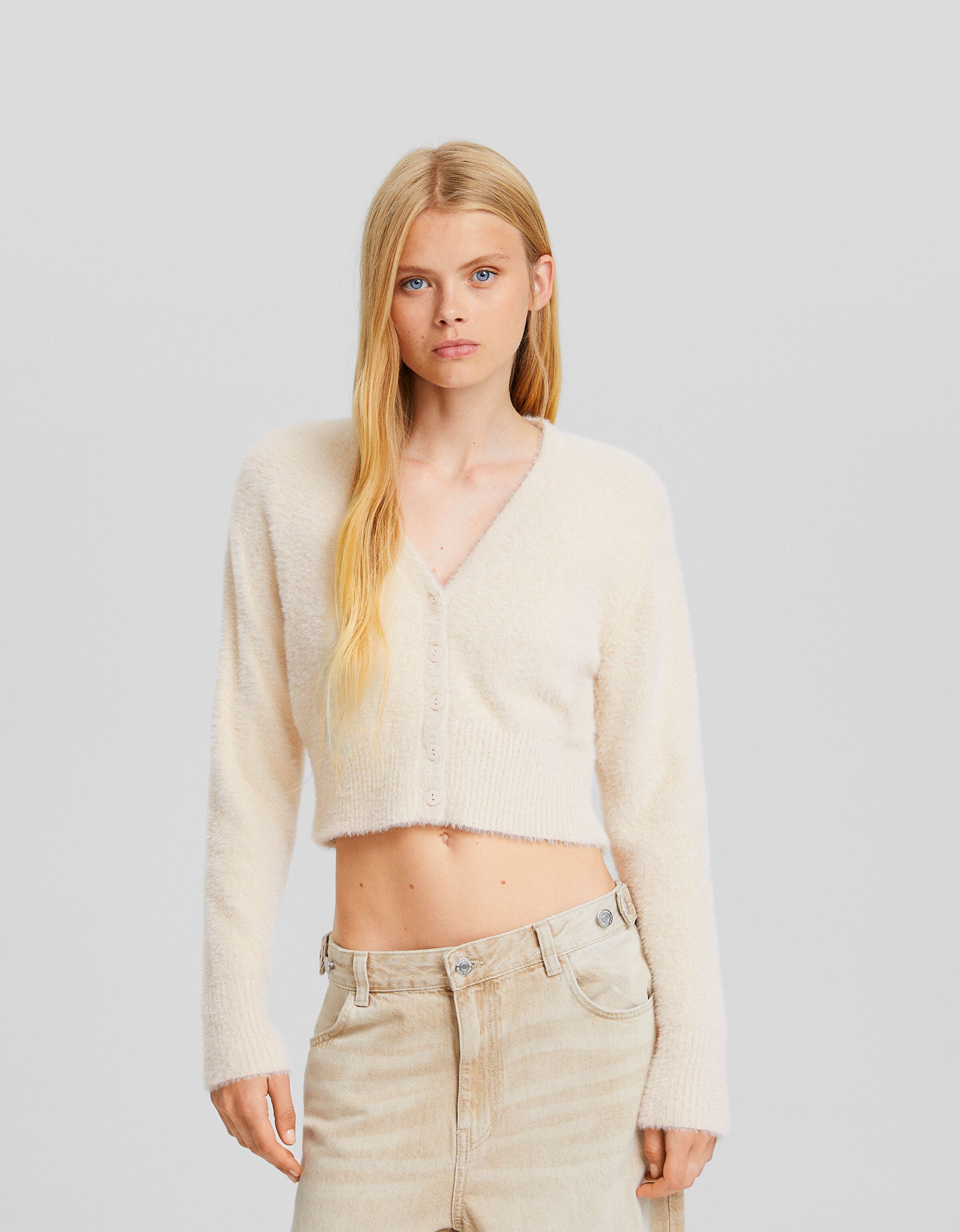 Cárdigan efecto pelo