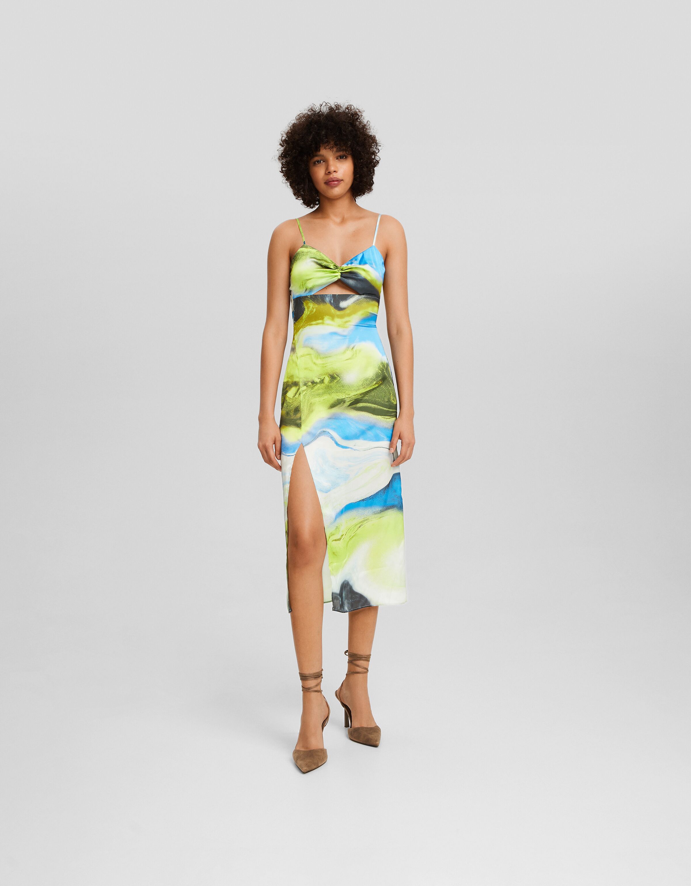 Vestido largo sin mangas satinado