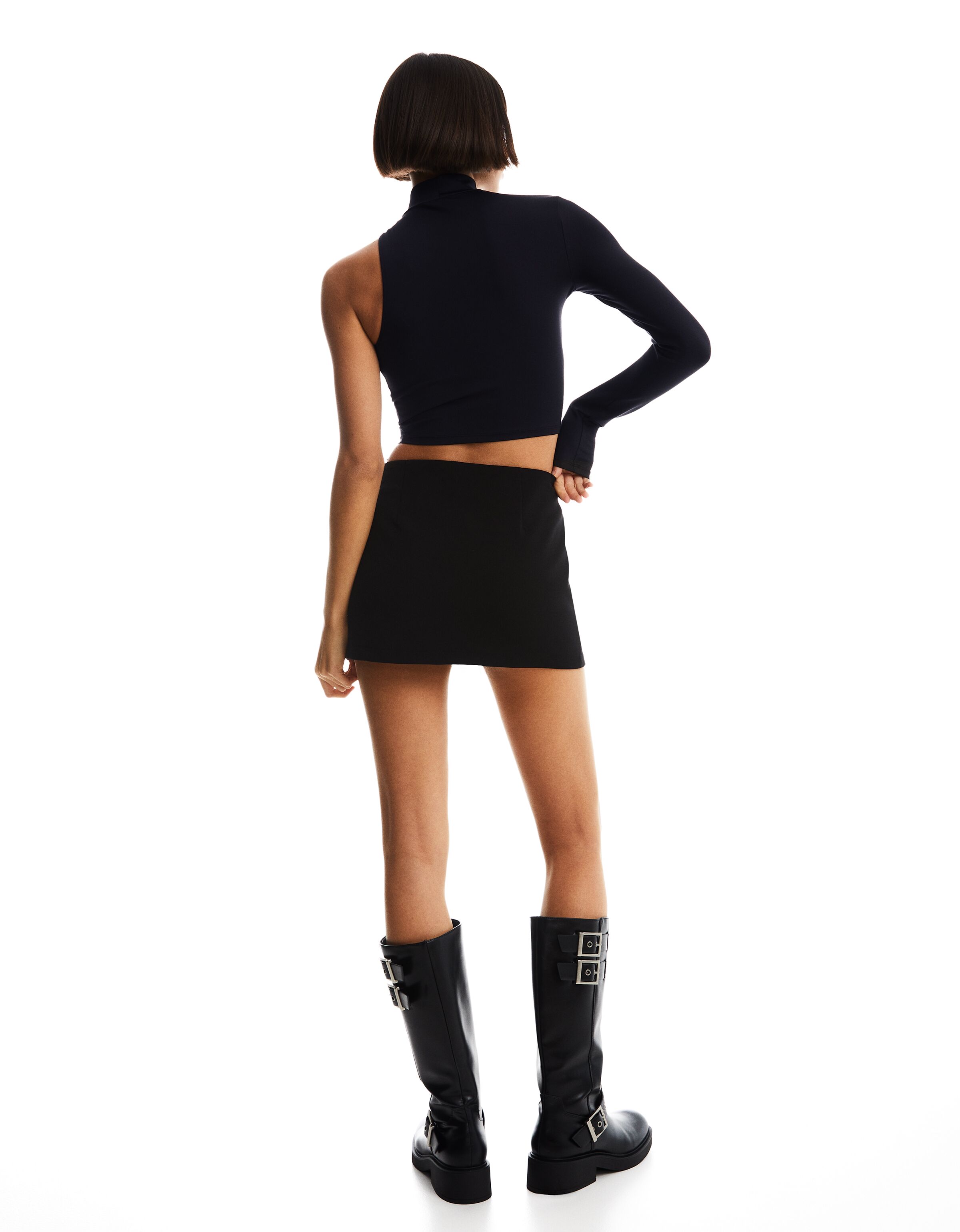 Camiseta manga larga asimétrica frunces