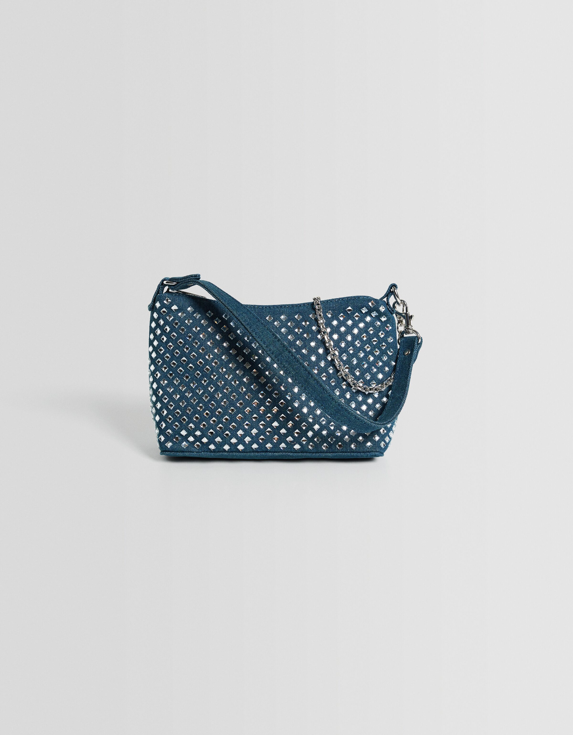 Bolso bandolera denim multiposición strass