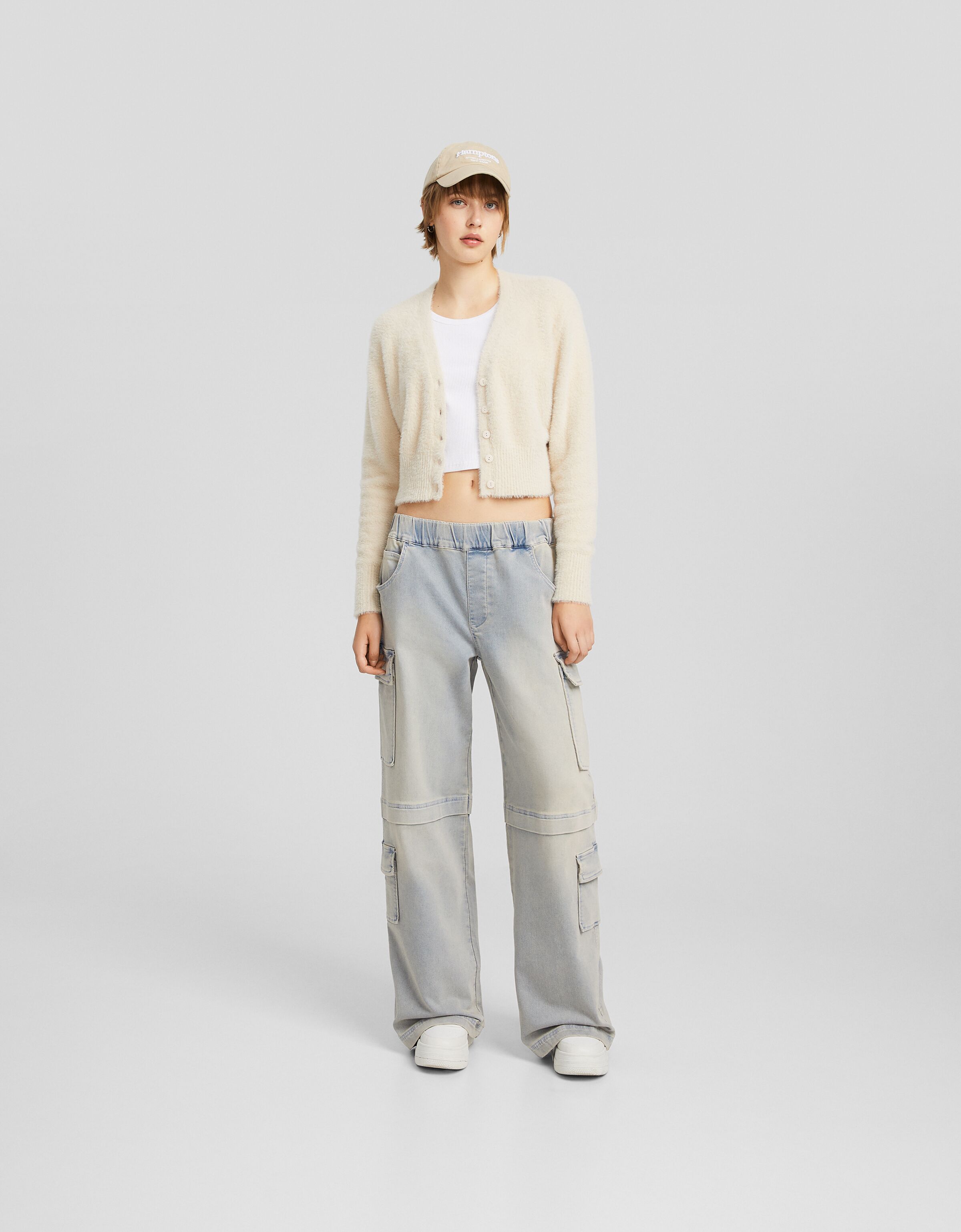 Pantalón knit denim cargo