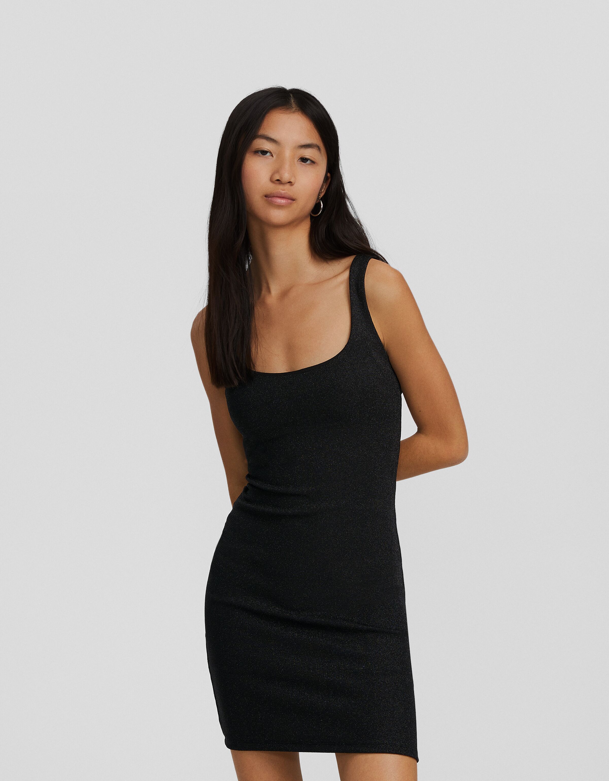 Vestido mini tirantes brillo