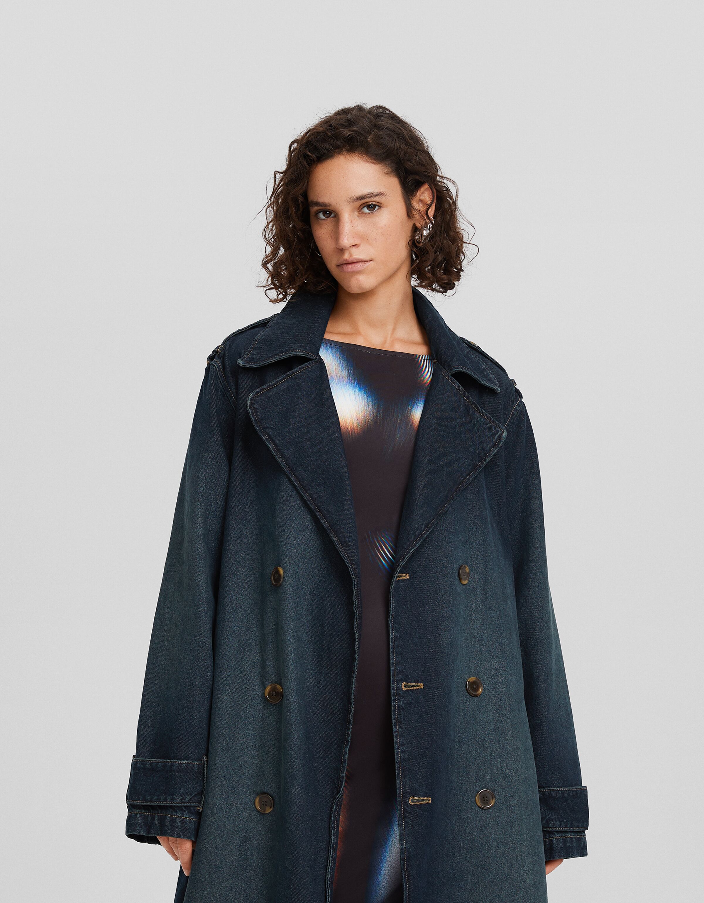 Abrigo trench denim