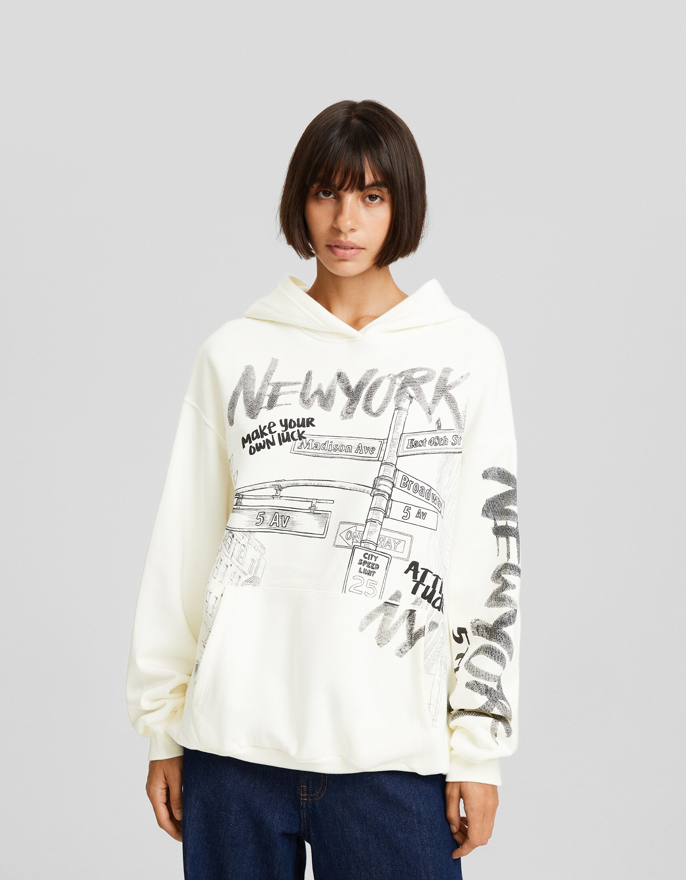 Sudadera capucha print New York