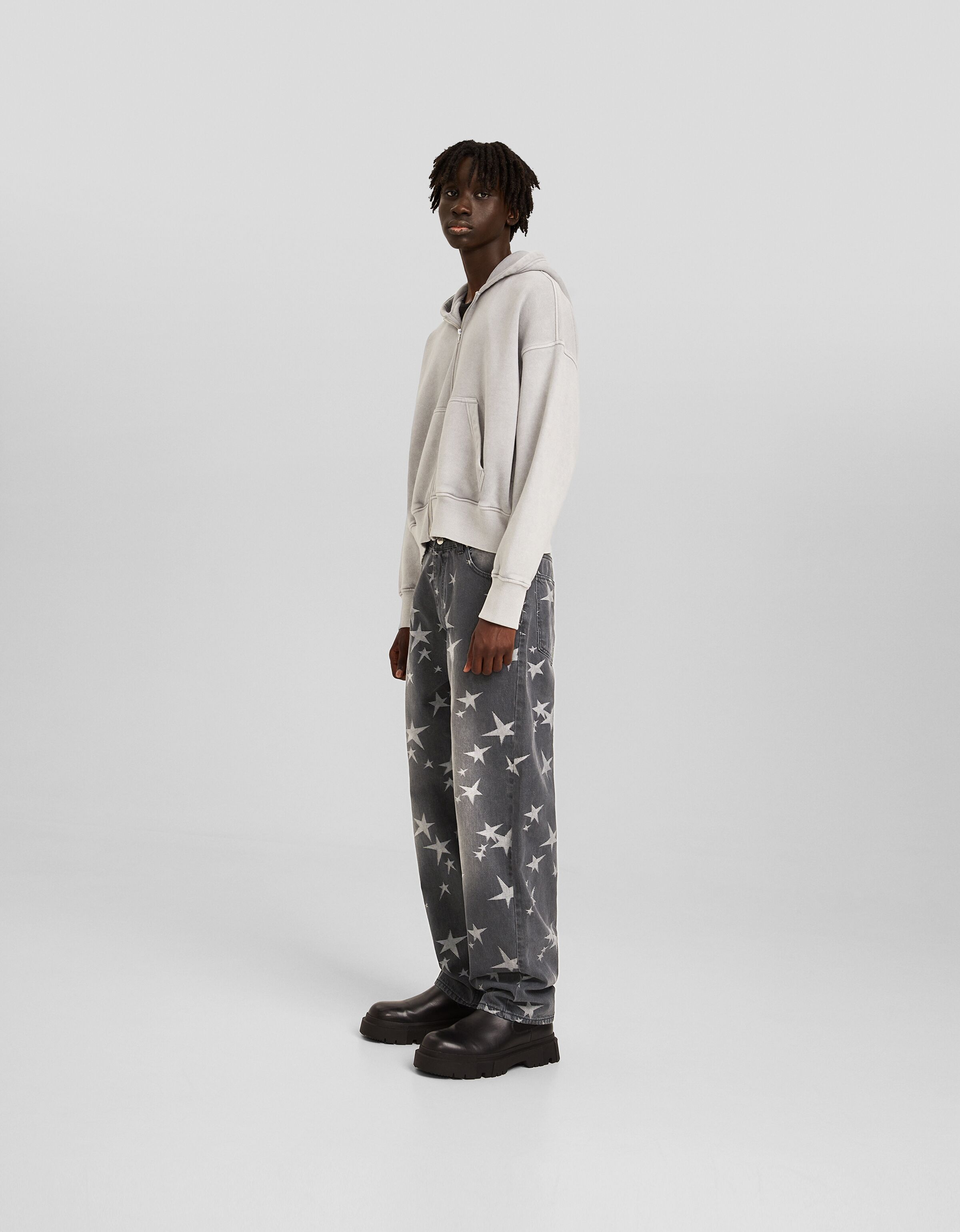 Jeans baggy jacquard