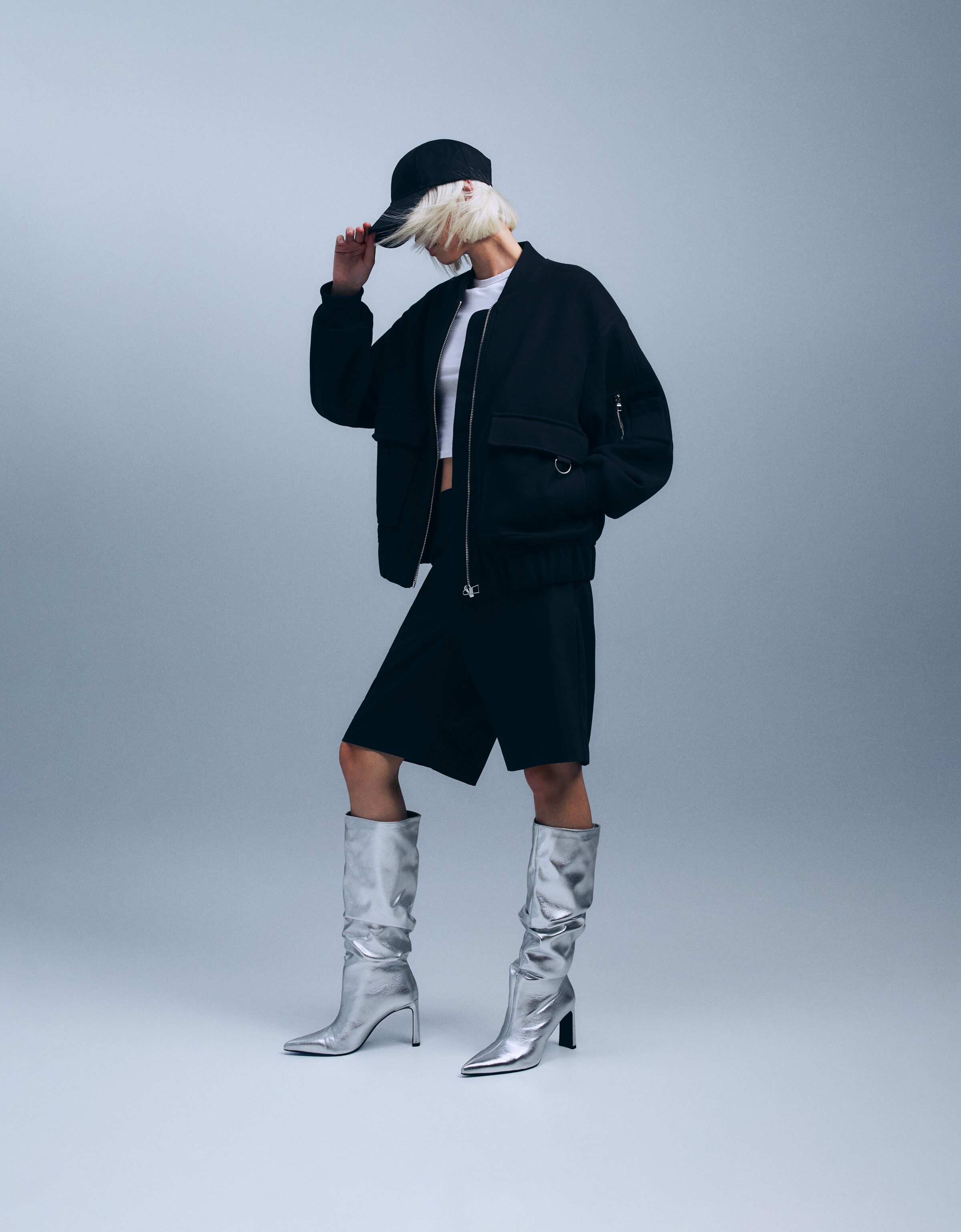 Botas tacón fino slouchy metalizadas