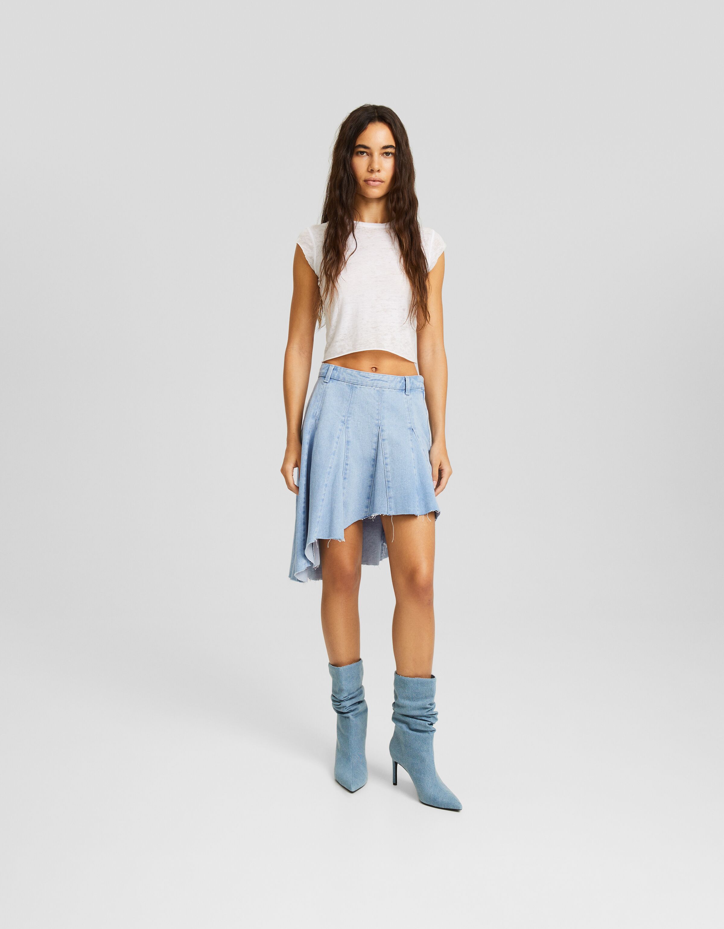 Falda denim midi