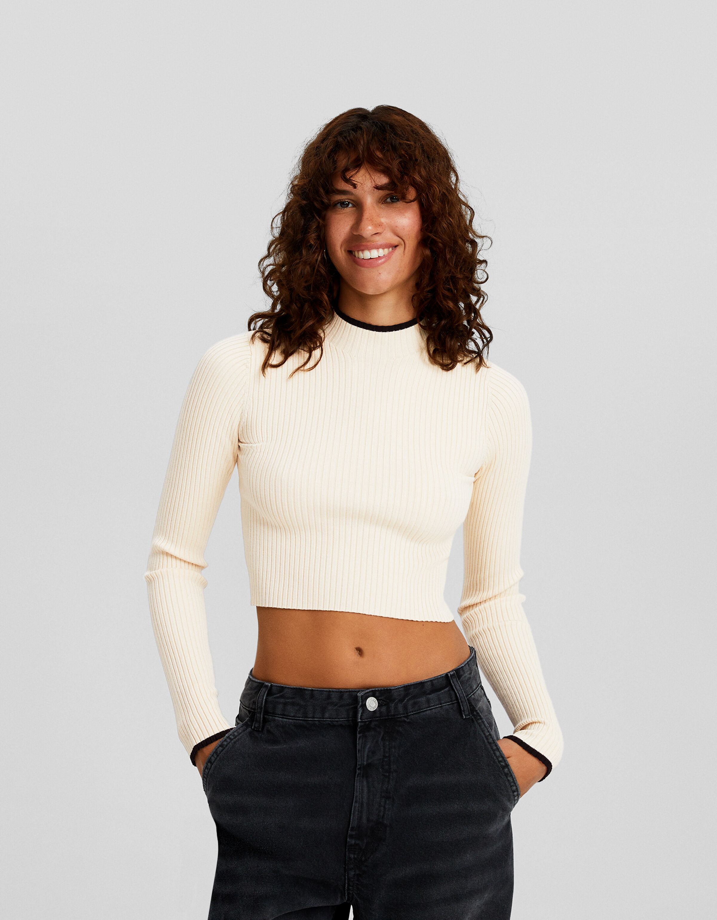 Jersey cuello subido rib