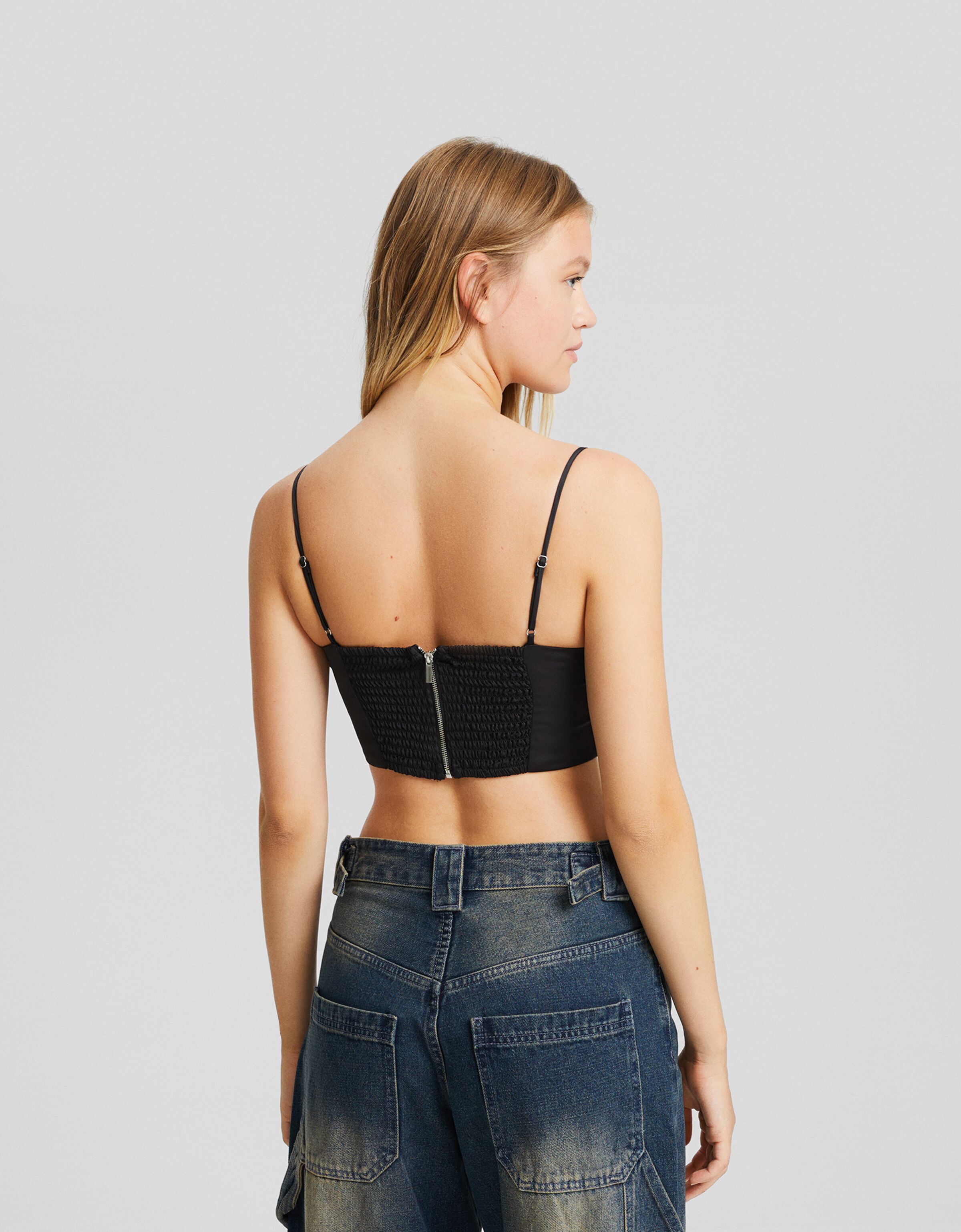 Top corsé tirantes satinado