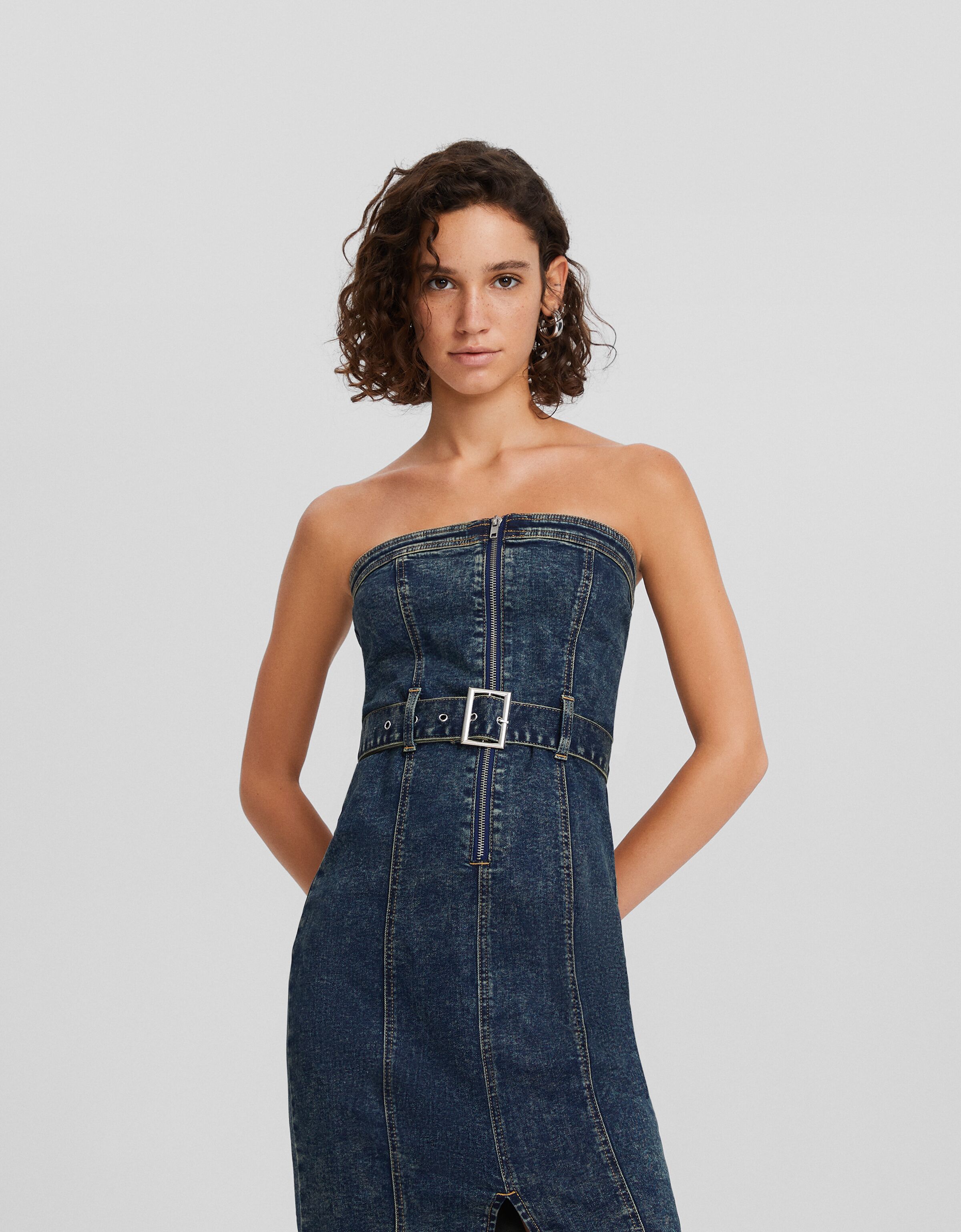 Vestido denim midi