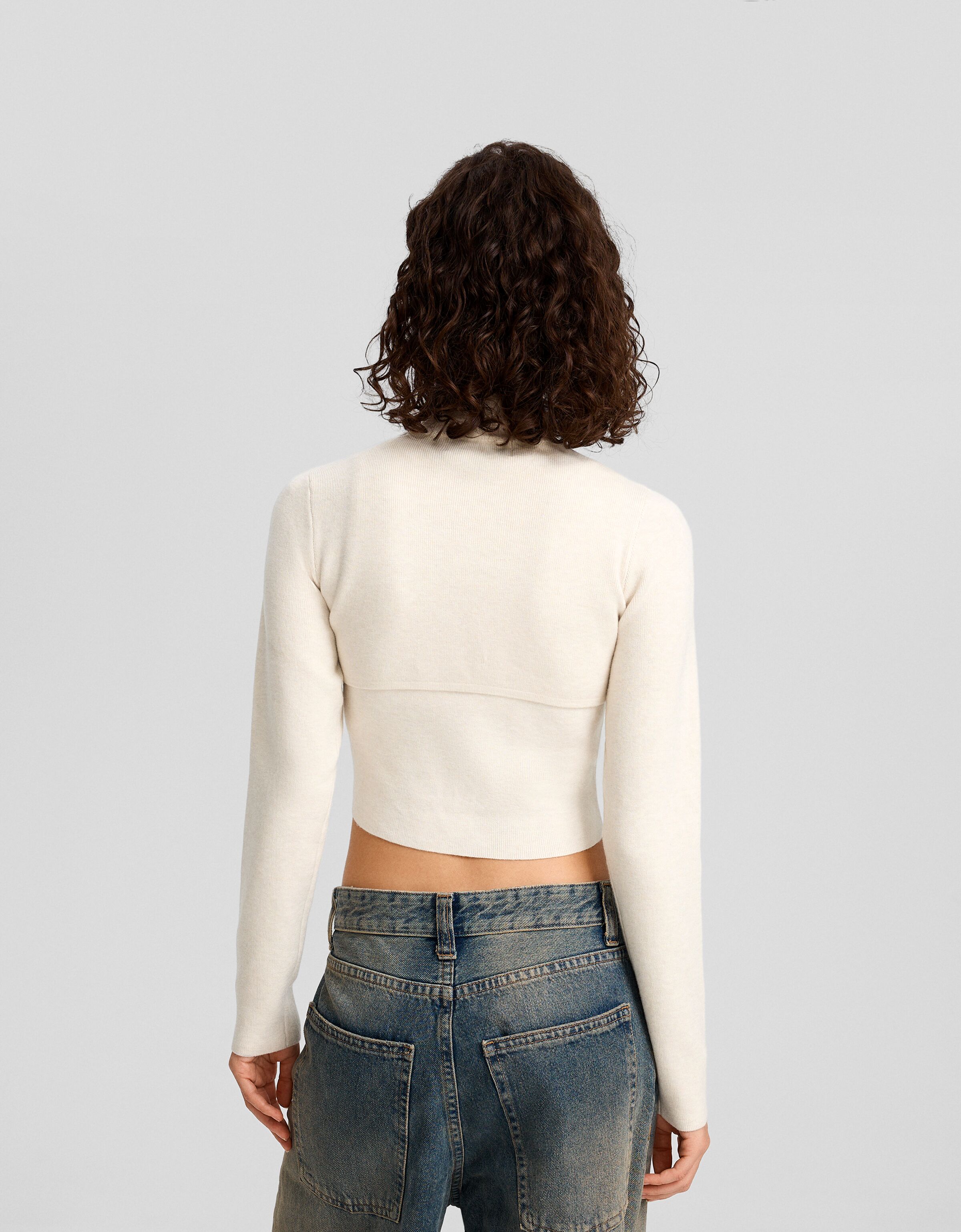 Jersey manguitos cuello subido cropped