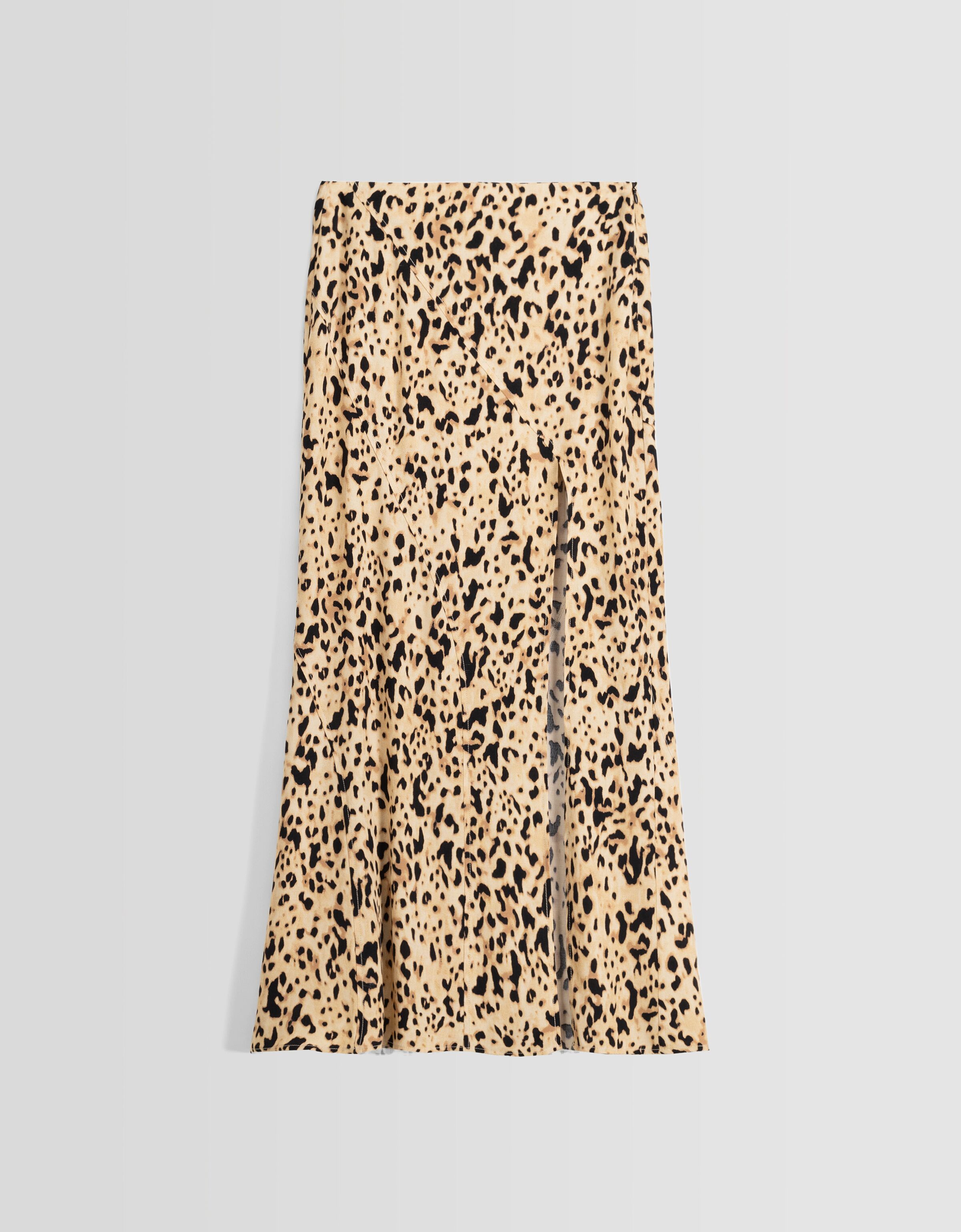 Falda midi animal print abertura