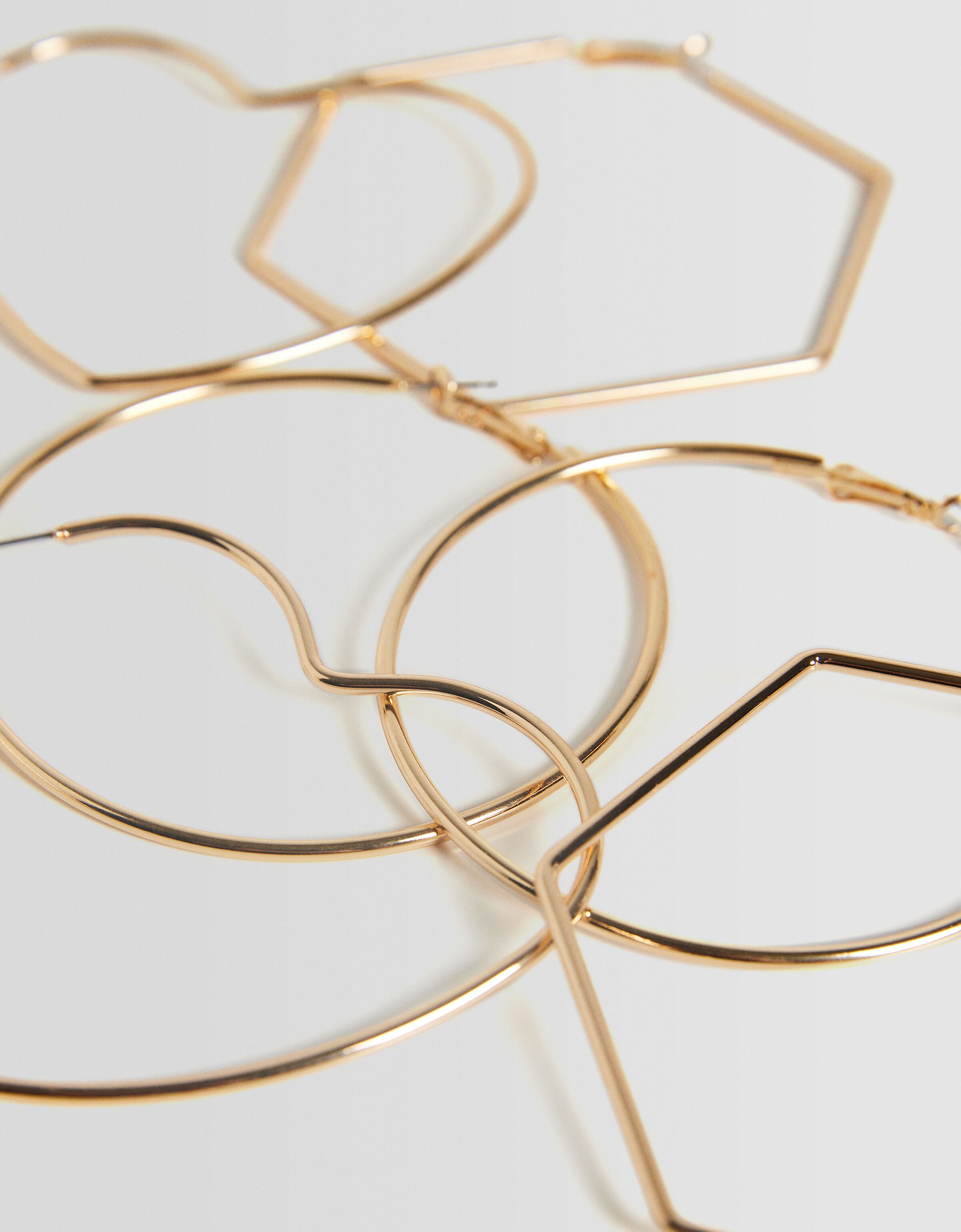 Set 3 pendientes aros geométricos corazón