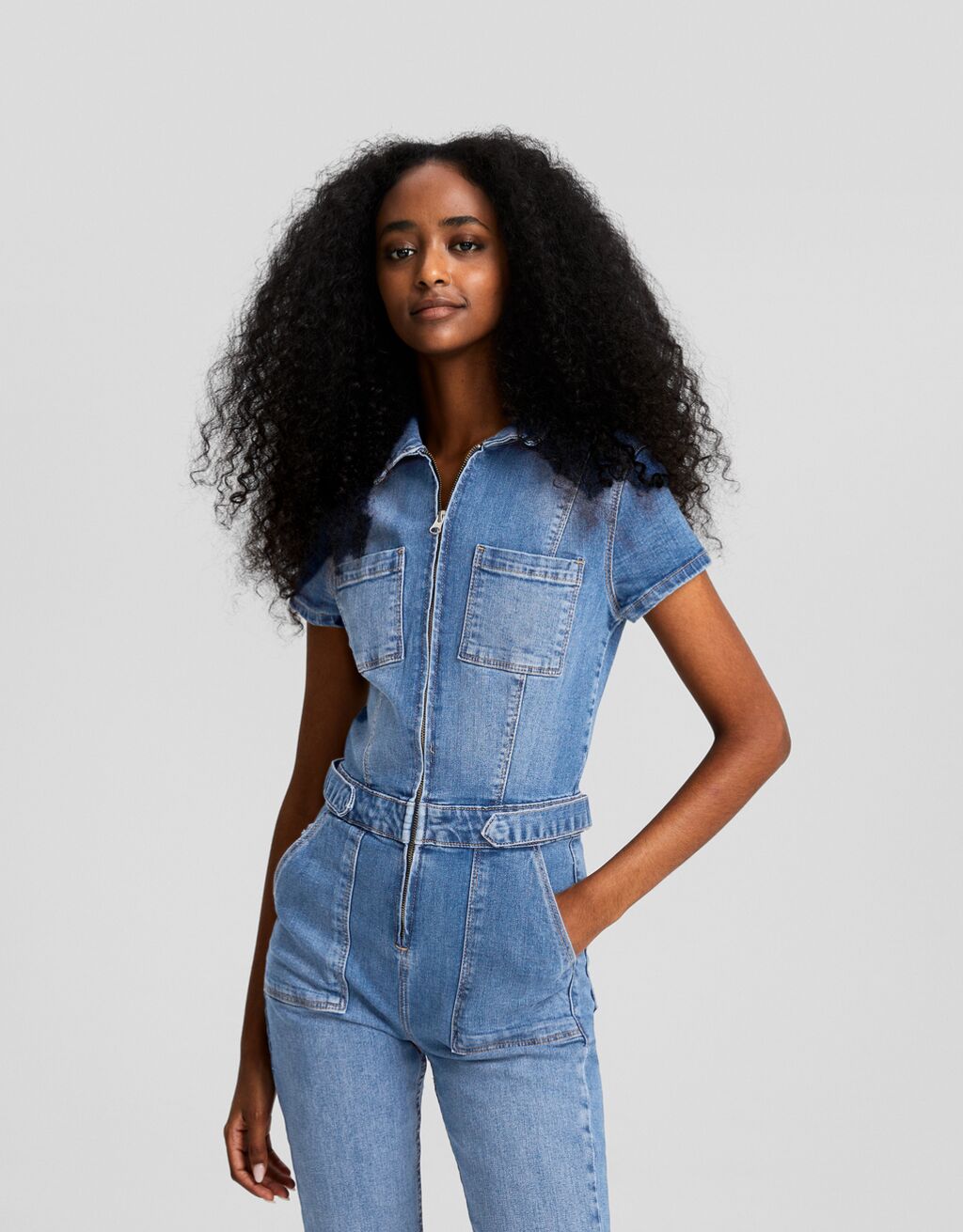 Mono denim largo manga corta