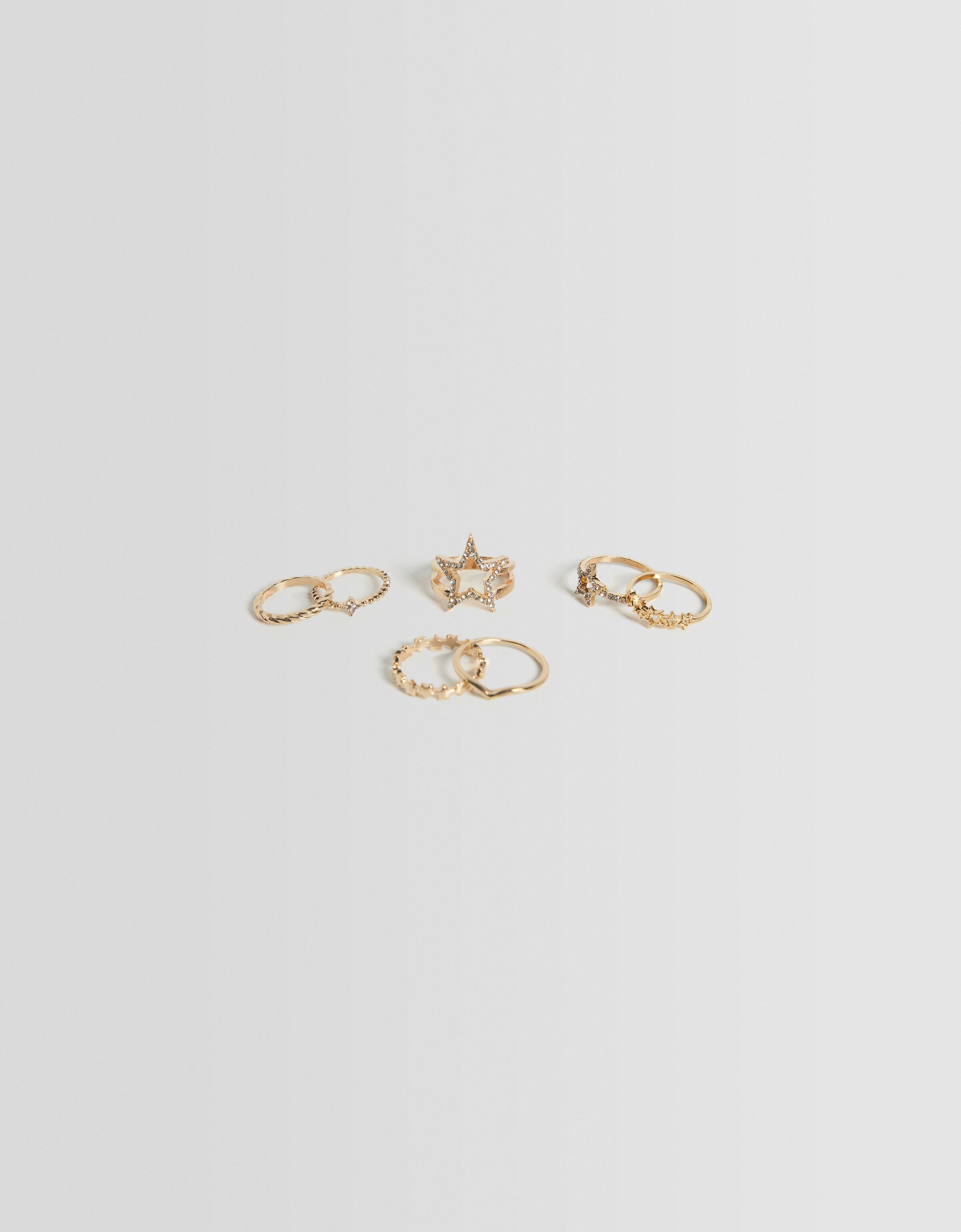 Set 7 anillos estrellas pedrería