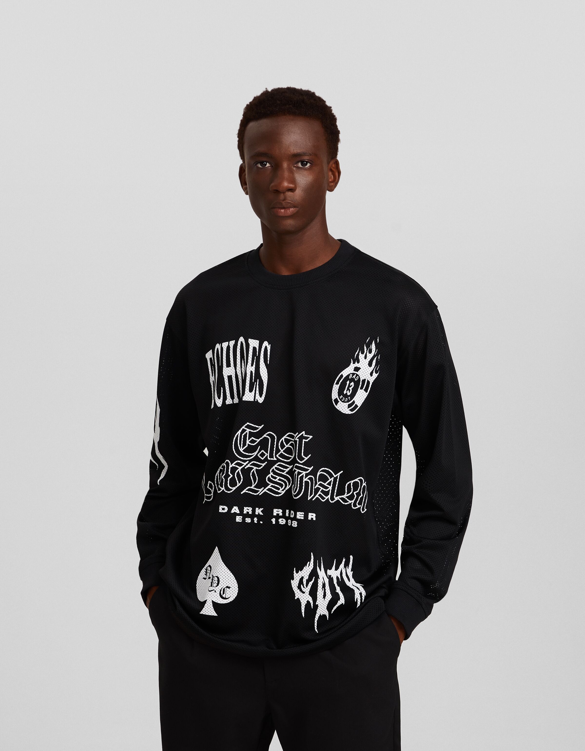 Camiseta manga larga mesh print