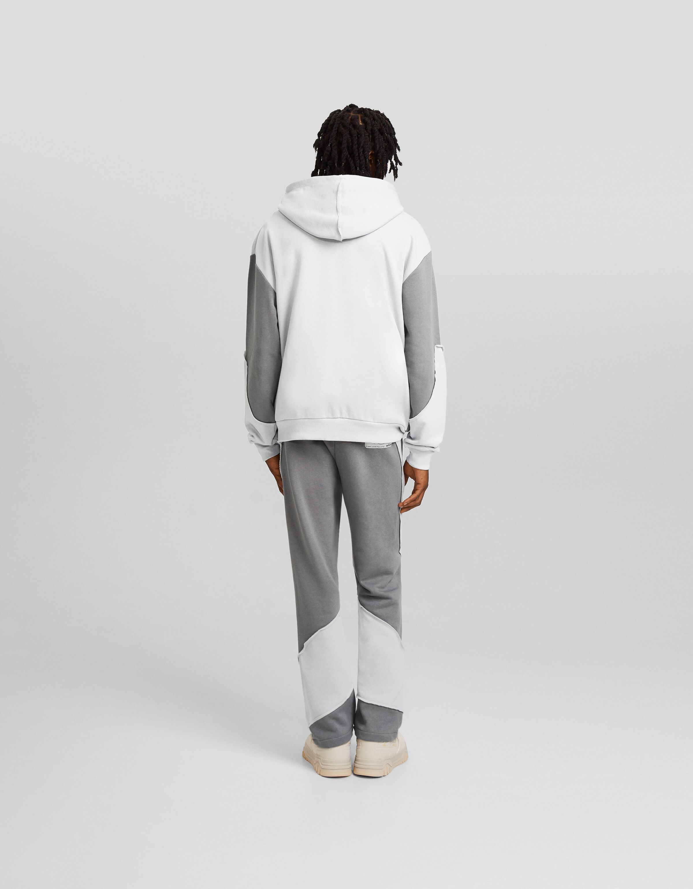 Sudadera capucha color block print