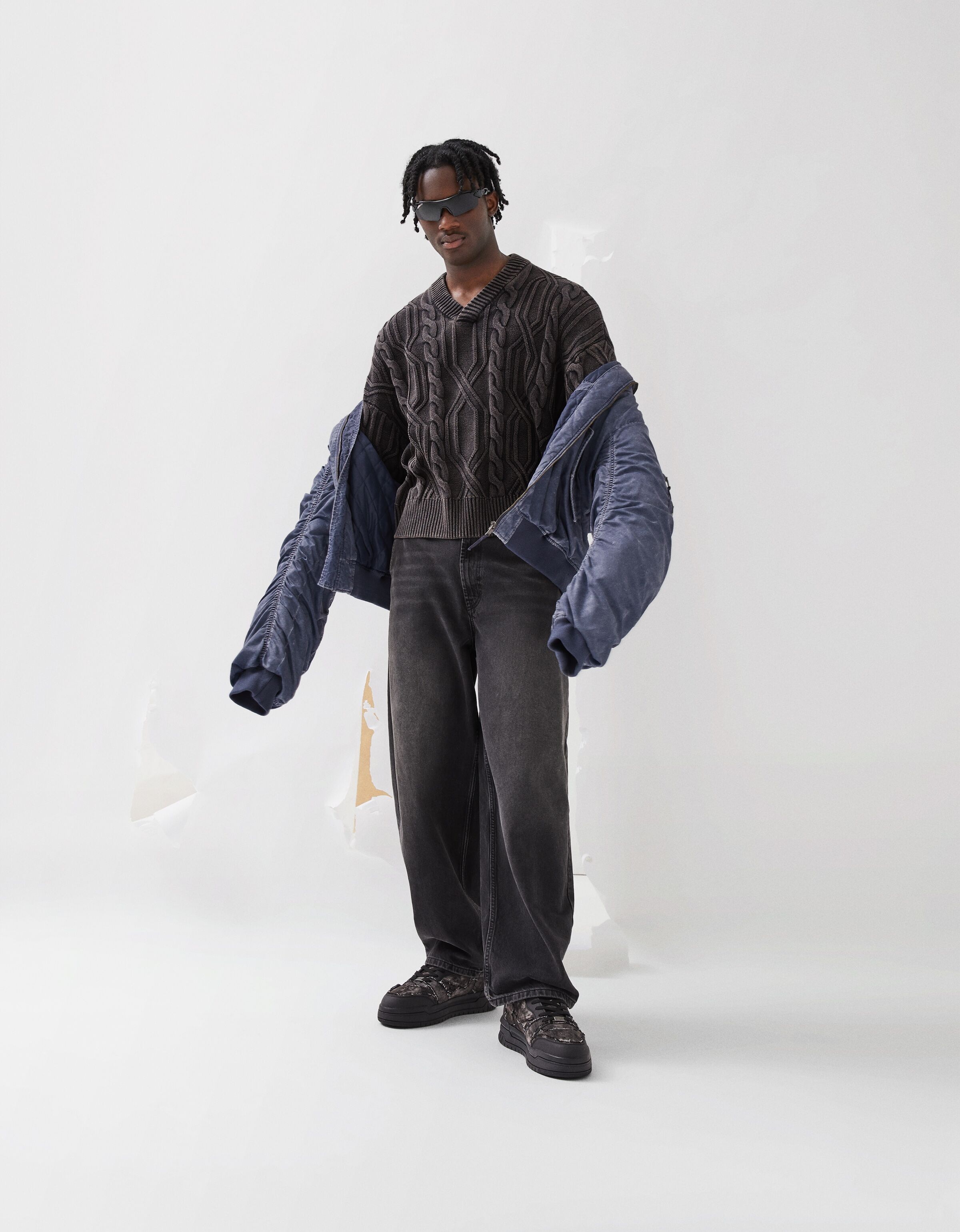 Zapatillas volumen denim detalles deshilachados