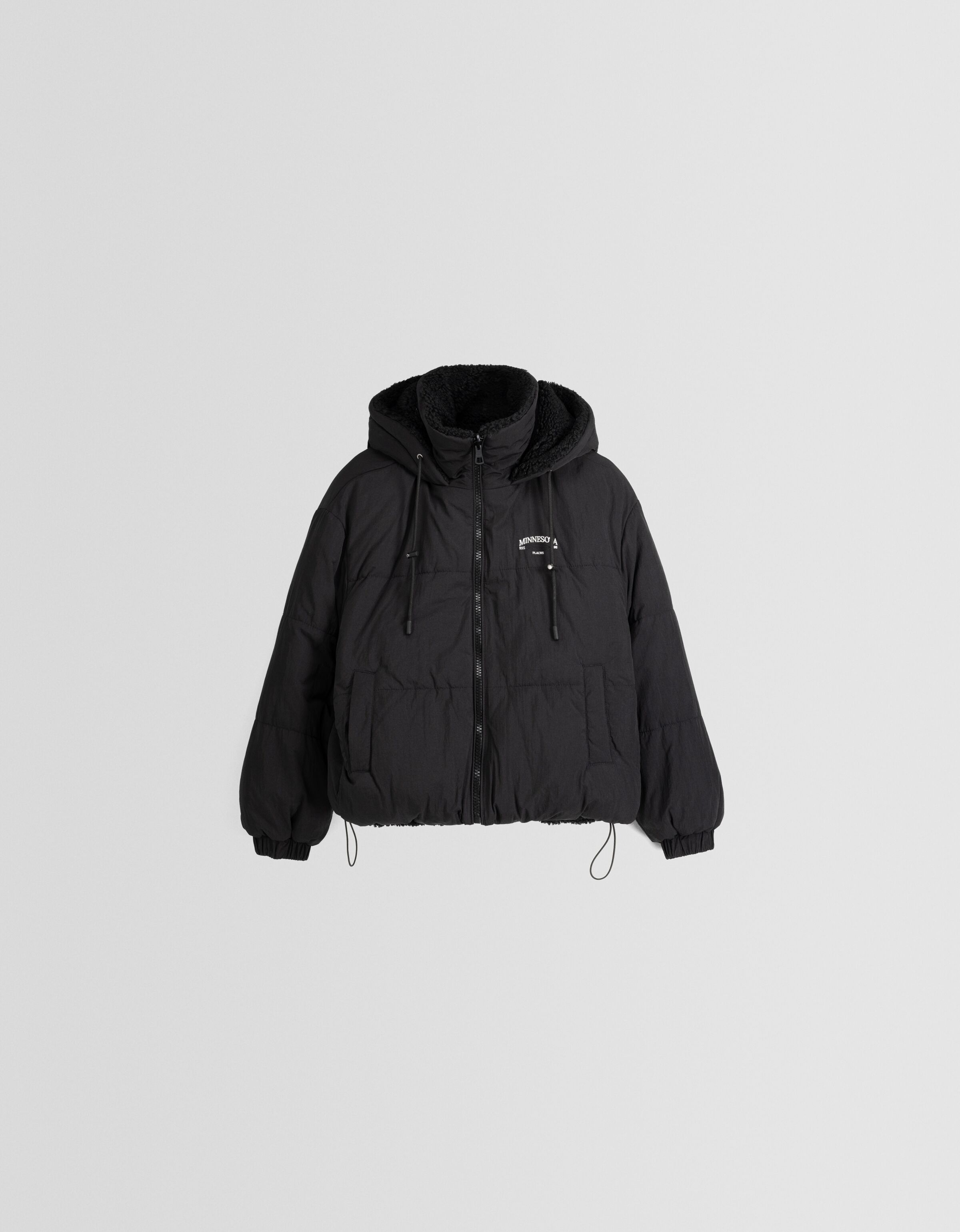 Cazadora capucha reversible borreguillo con nylon