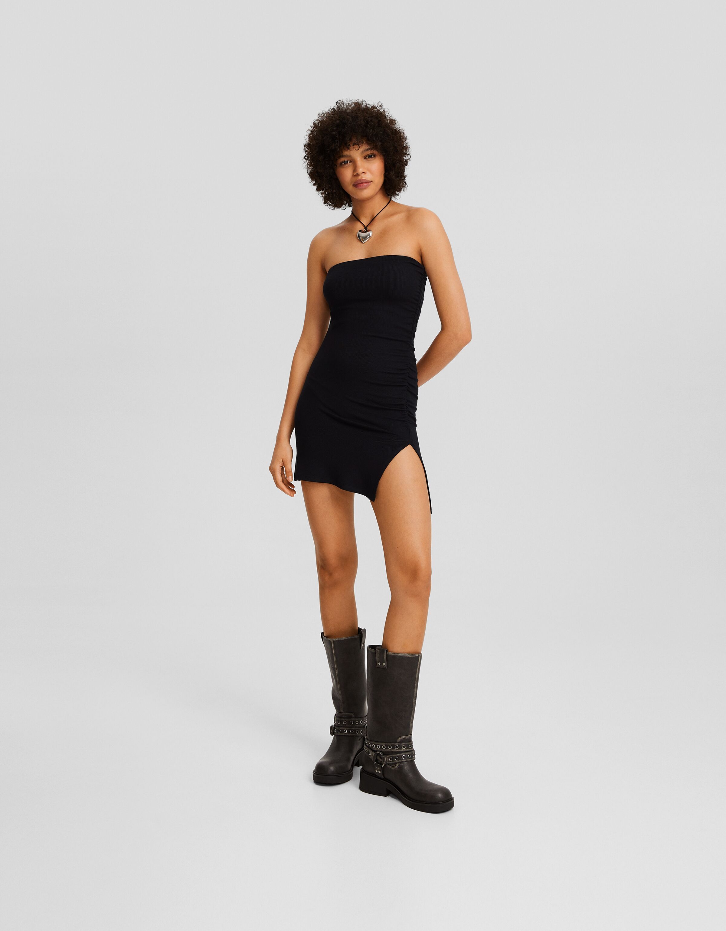 Vestido mini frunce lateral