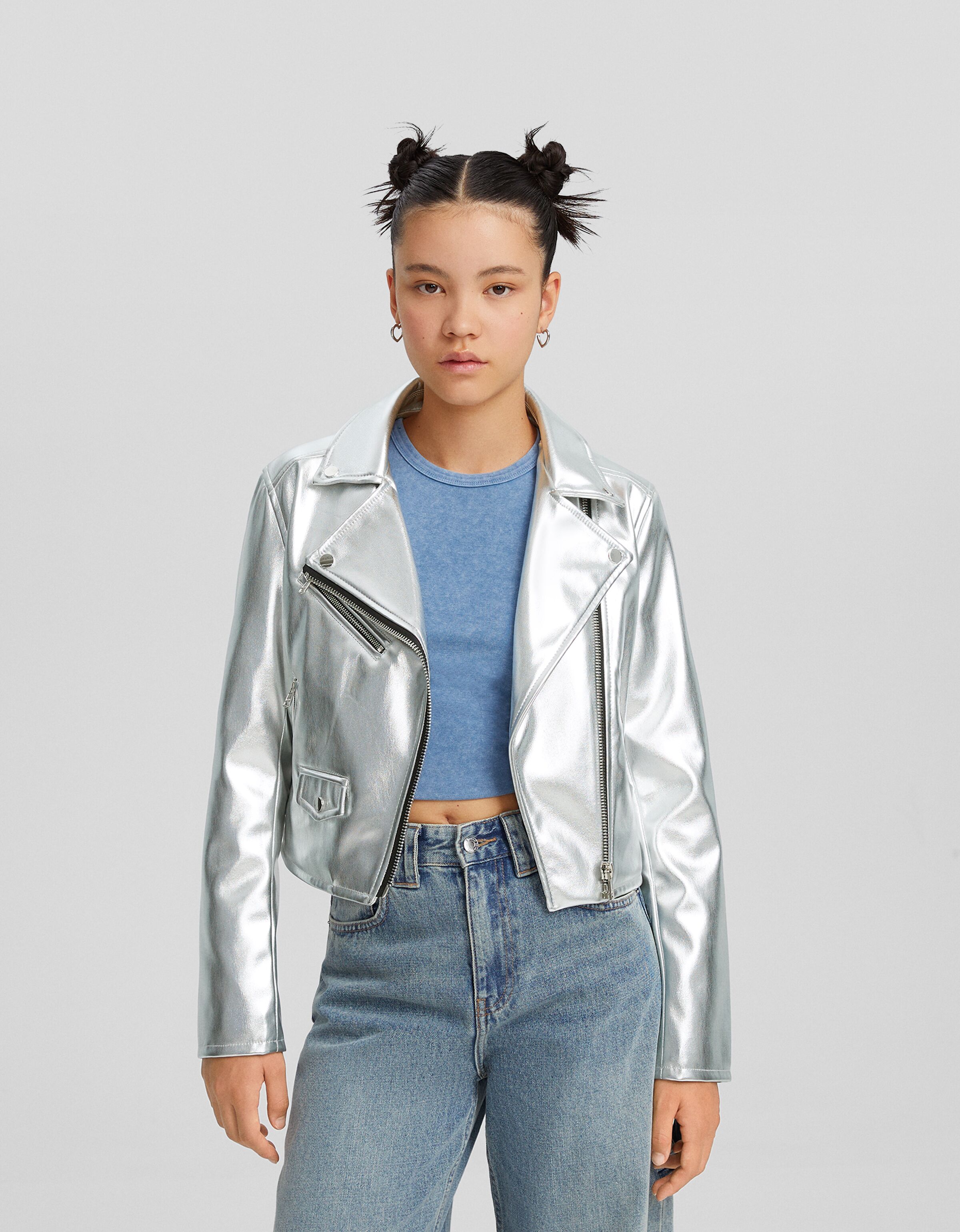 Cazadora biker efecto piel